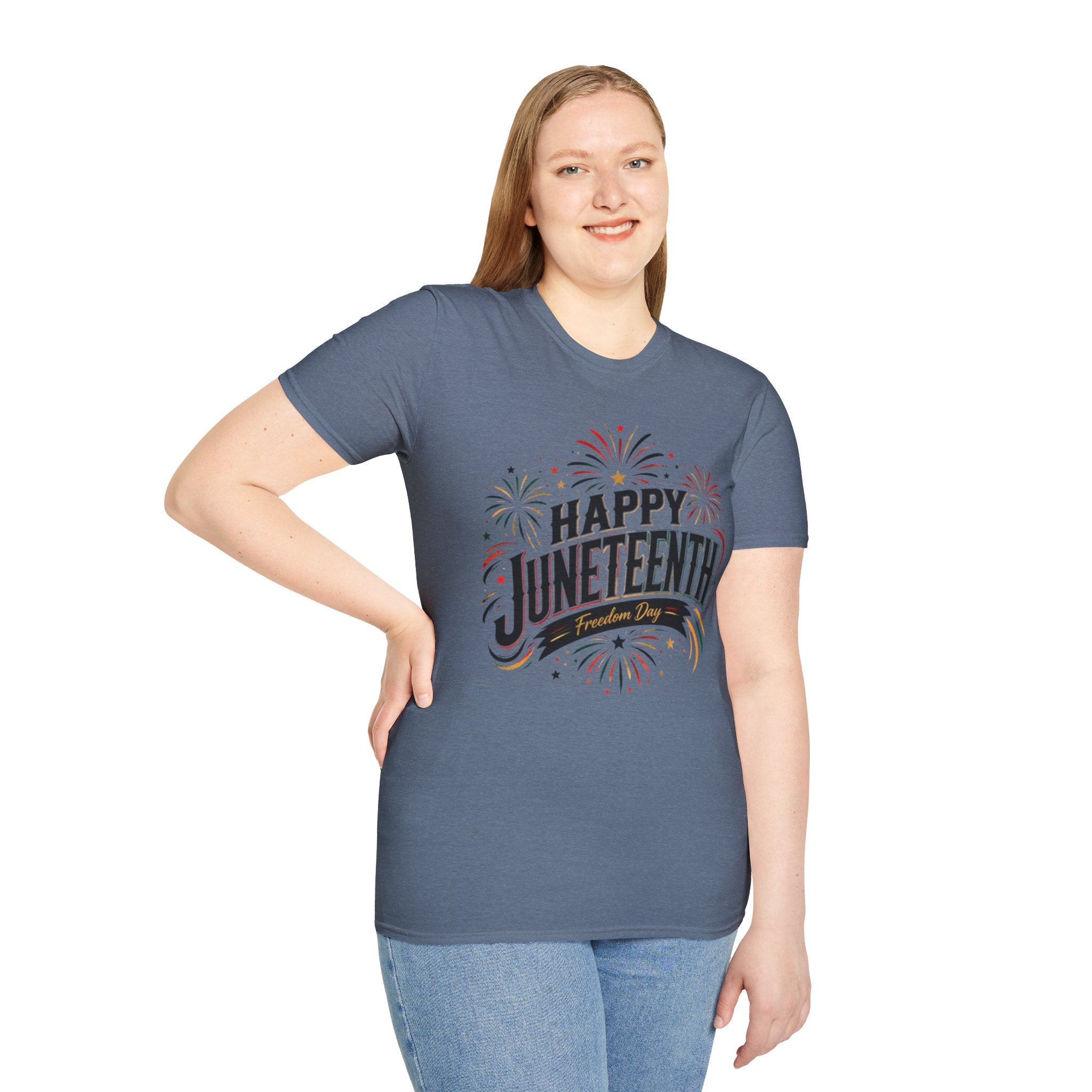 Juneteenth T-Shirt - "Happy Juneteenth" Fireworks Celebration Tee