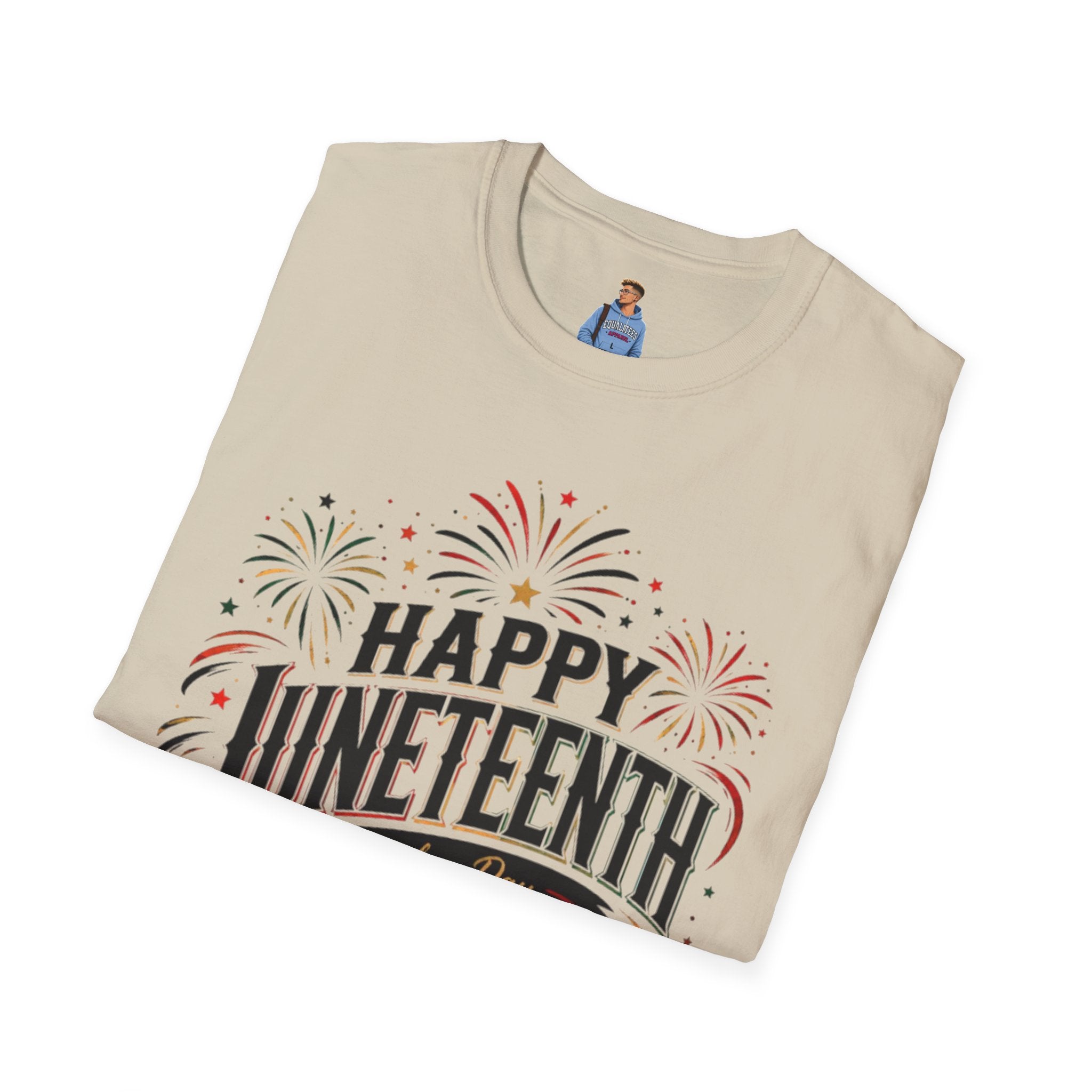 Juneteenth T-Shirt - "Happy Juneteenth" Fireworks Celebration Tee