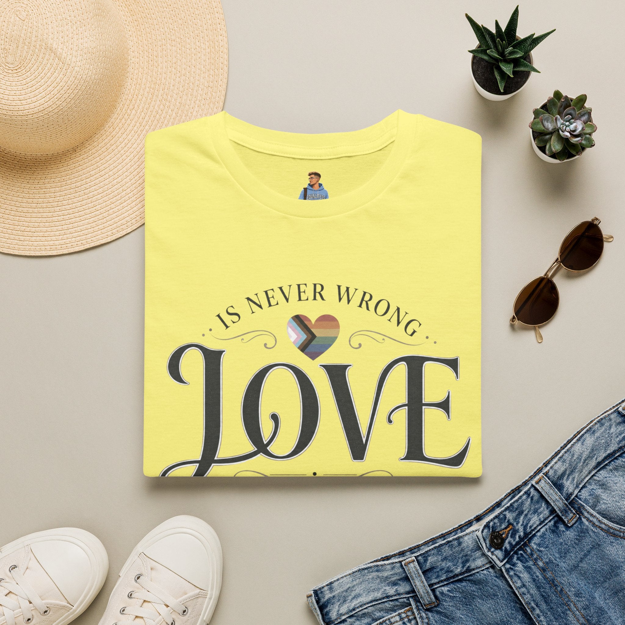 Love Is Never Wrong T-Shirt — LGBTQ+ Pride Heart Tee