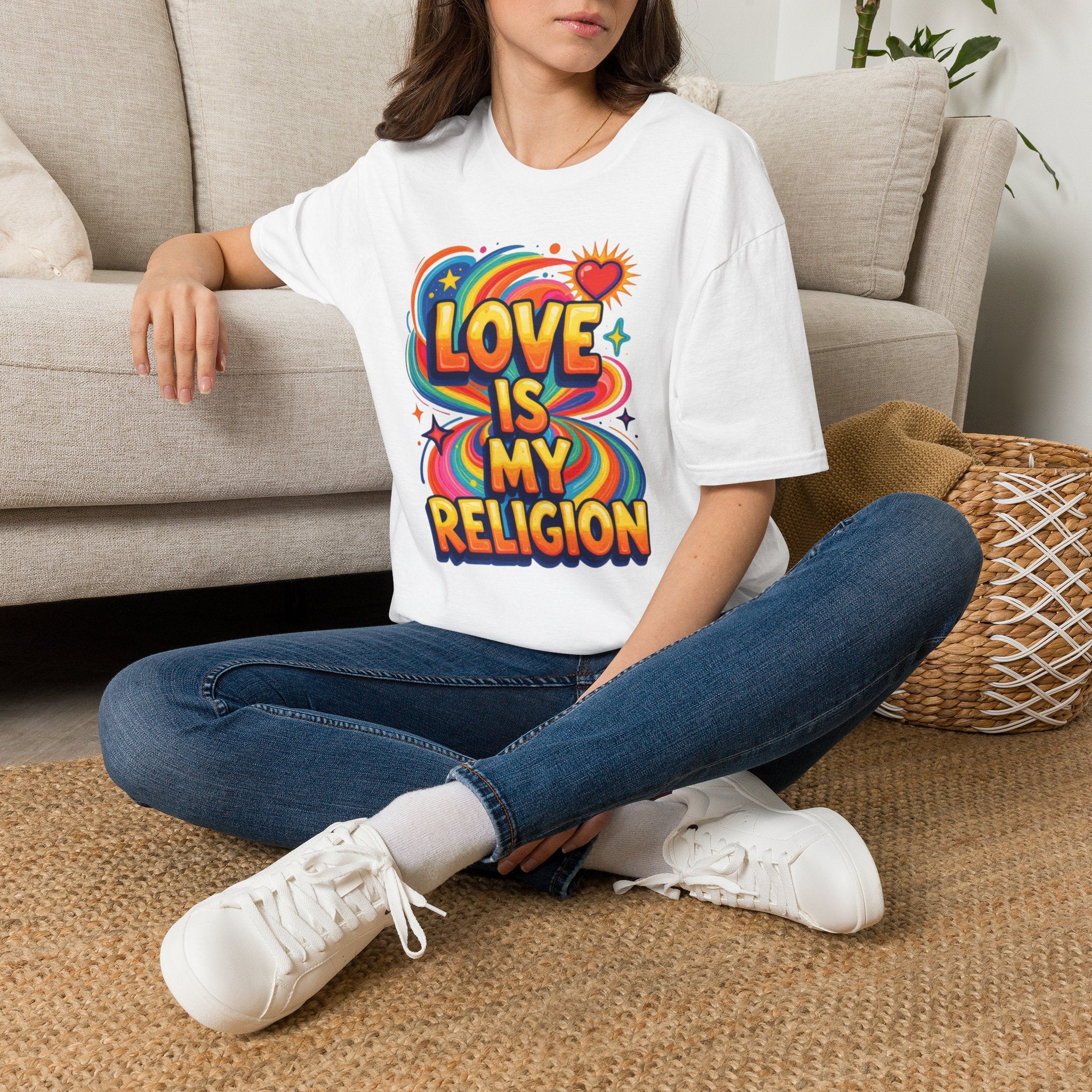 Love Is My Religion Retro Rainbow Graphic T-shirt