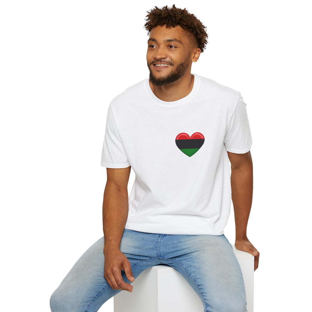 Camiseta unisex de estilo suave Unity and Heritage con corazón panafricano