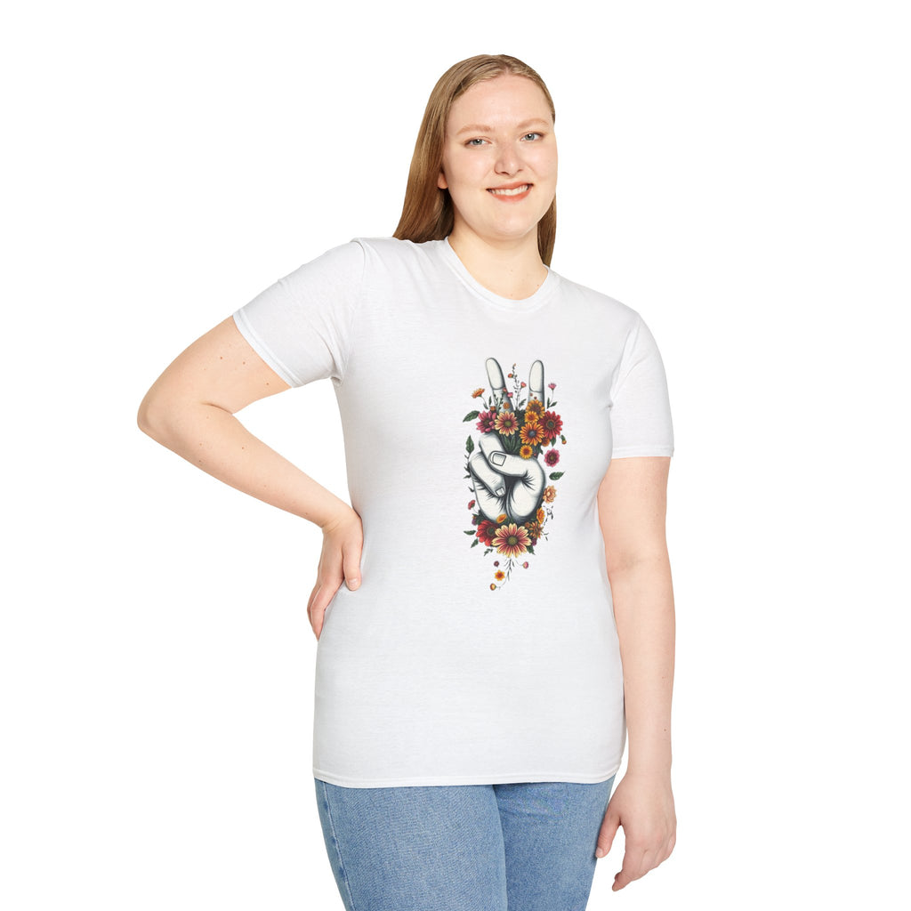 Camiseta unisex de estilo suave Grow Peace: inspiración boho, perfecta para festivales y uso diario