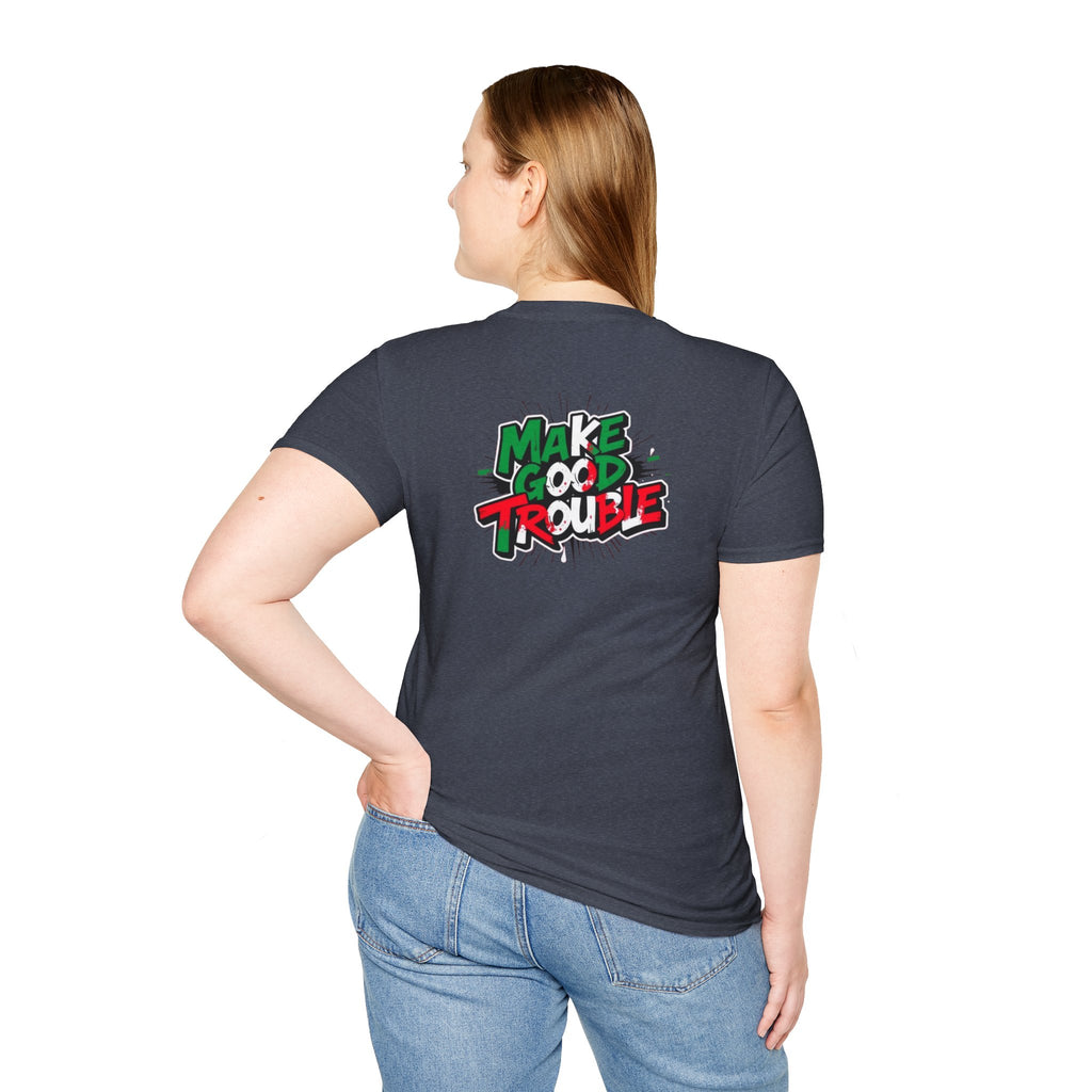 Camiseta unisex de estilo suave Make Good Trouble | Divertida camiseta gráfica para activistas y creadores de tendencias