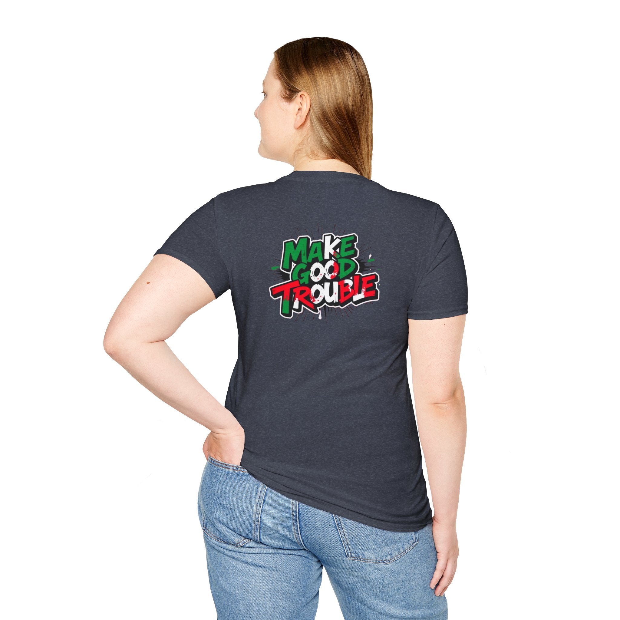 Camiseta unisex de estilo suave Make Good Trouble | Divertida camiseta gráfica para activistas y creadores de tendencias