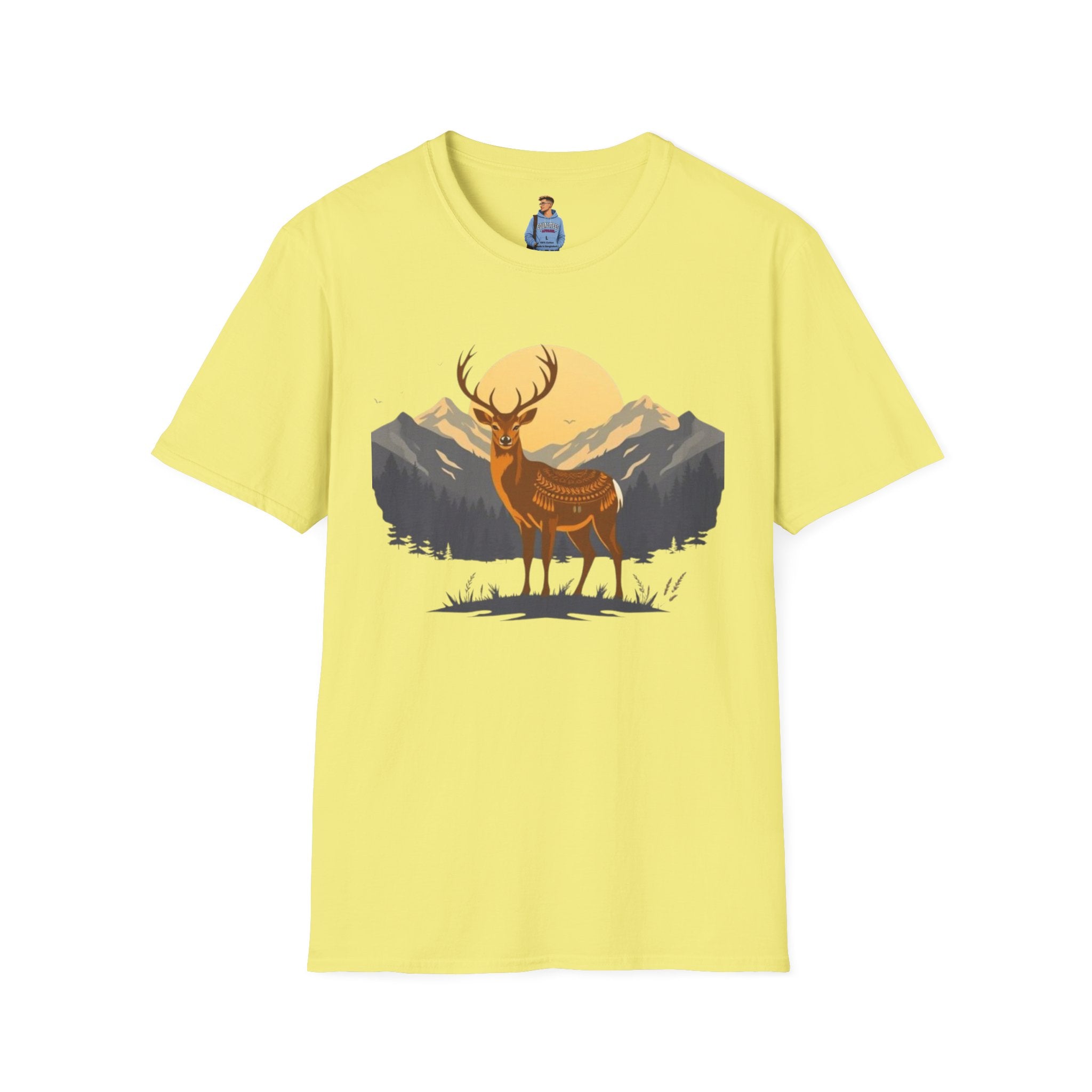 Mountain Sunset Deer Unisex Softstyle T-Shirt