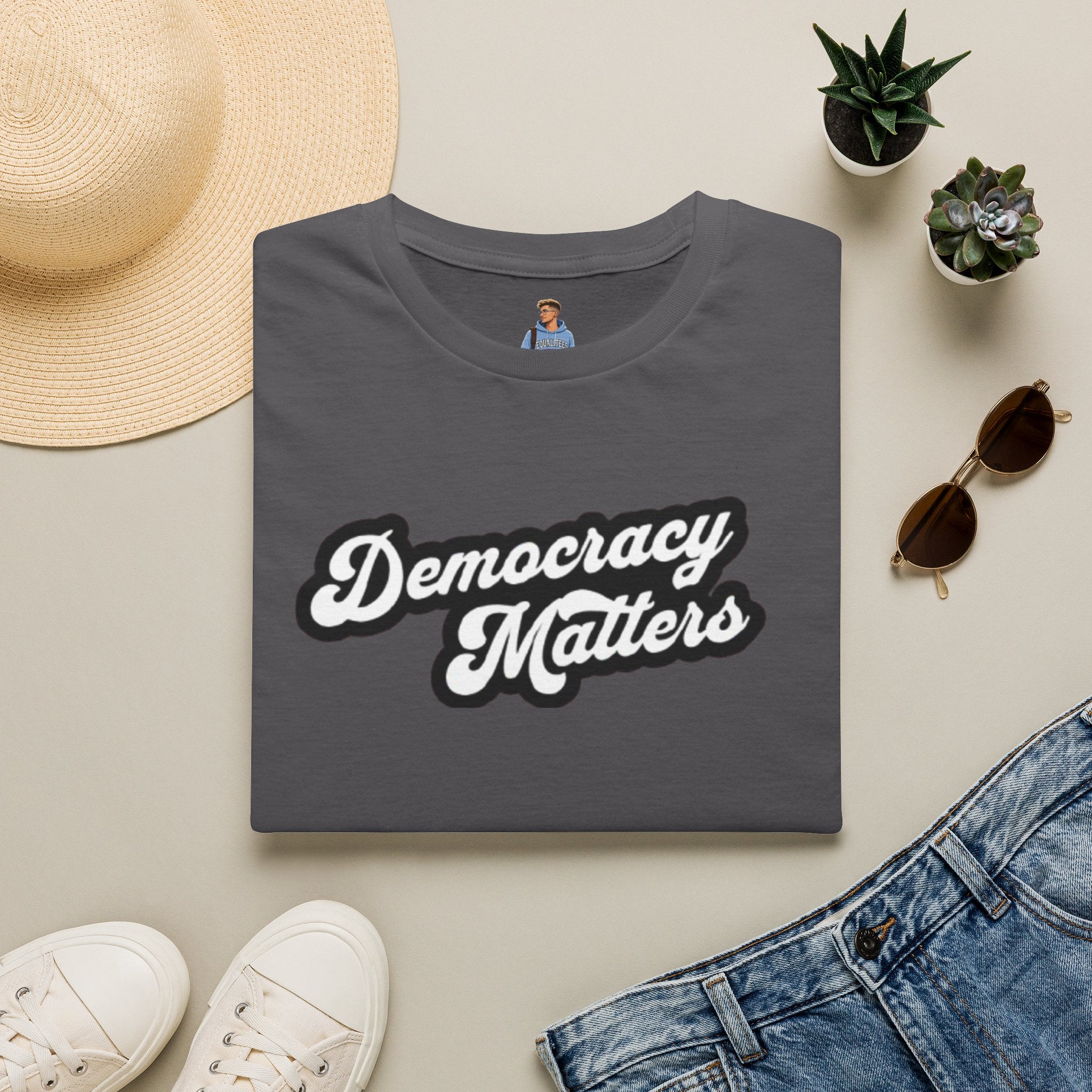 Camiseta unisex de estilo suave con gráficos "La democracia importa" y "Nosotros, el pueblo, estamos cabreados".