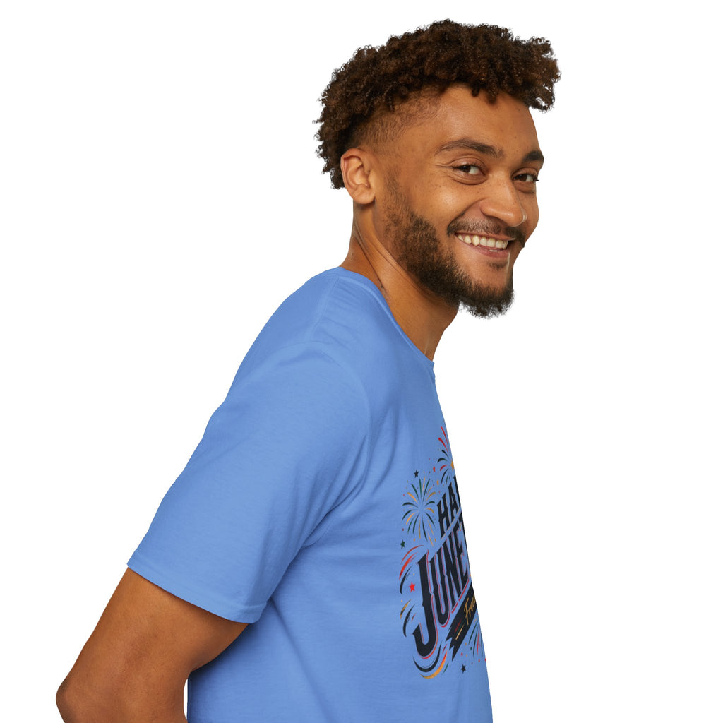 Juneteenth T-Shirt - "Happy Juneteenth" Fireworks Celebration Tee