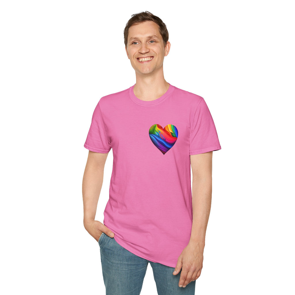 Camiseta unisex Softstyle - Diseño de corazón de orgullo con la frase 'La existencia es resistencia'