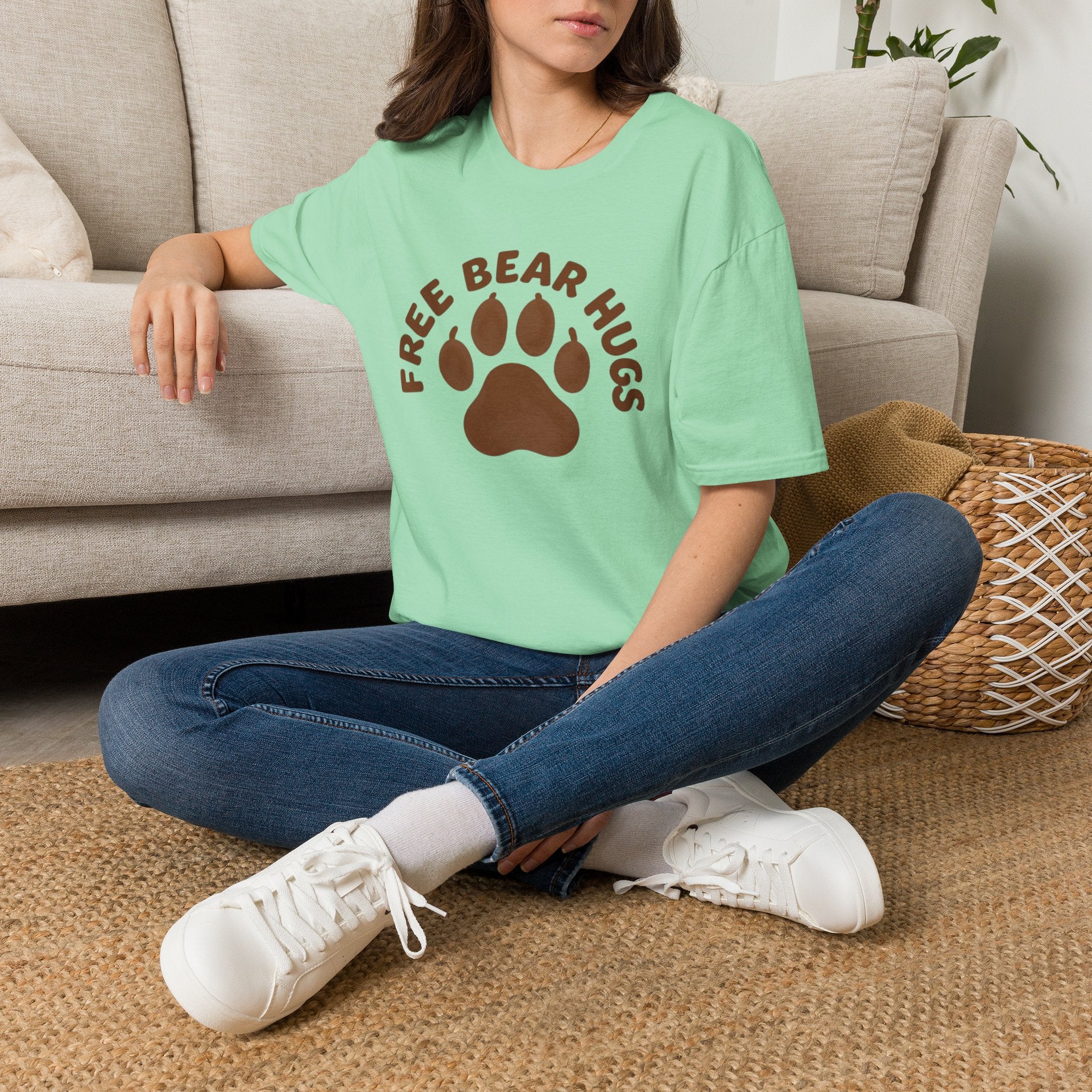 Free Bear Hugs T-Shirt — Cute Paw Print Wildlife Tee