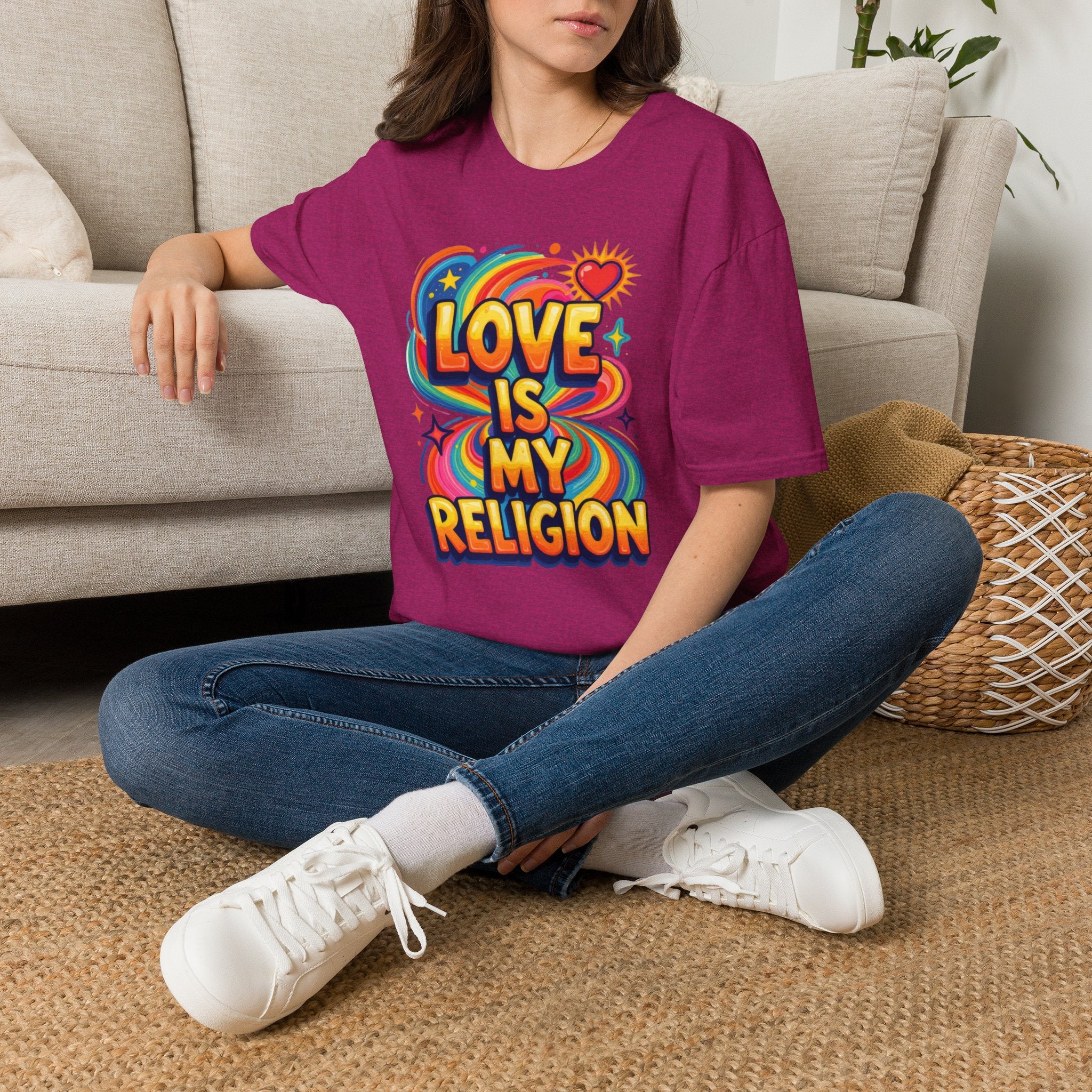 Love Is My Religion Retro Rainbow Graphic T-shirt