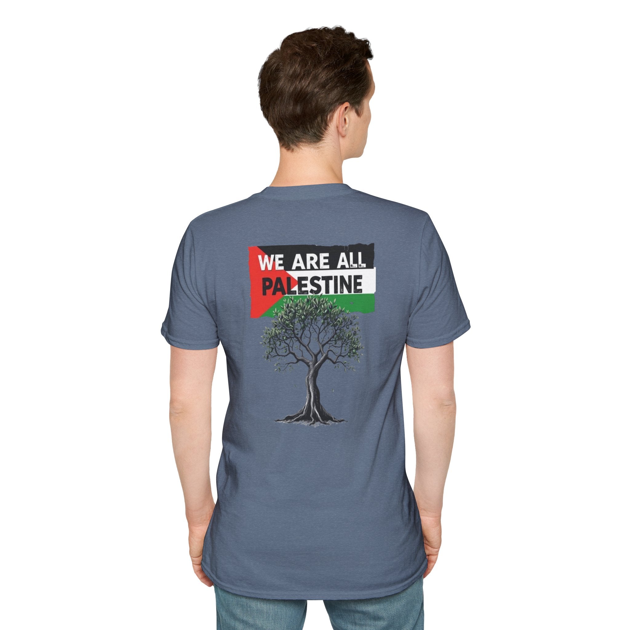 Camiseta unisex de estilo suave: "Apoya a Gaza y todos somos Palestina".