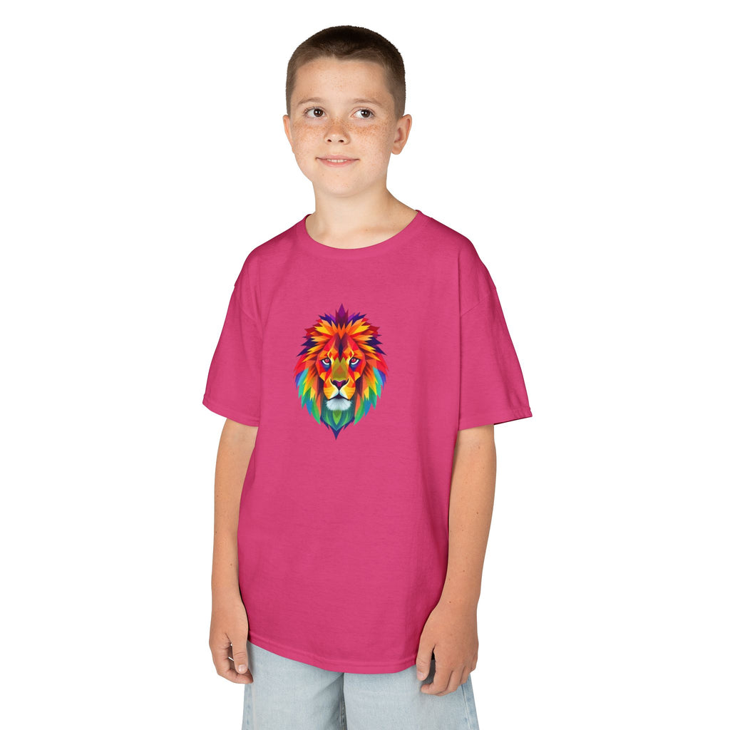 Camiseta de algodón grueso para niños con león fractal colorido