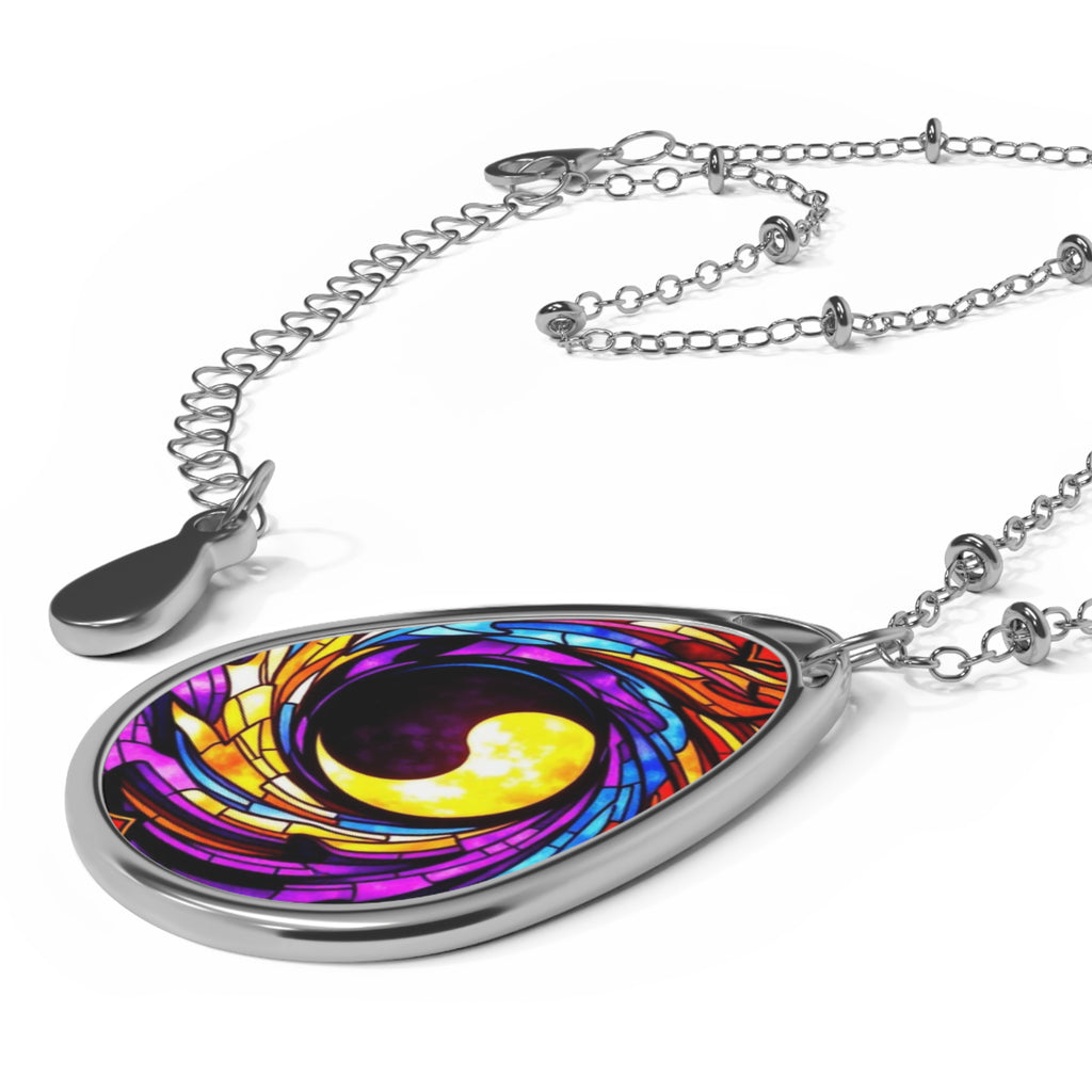 Colorful Swirl Teardrop Pendant Necklace
