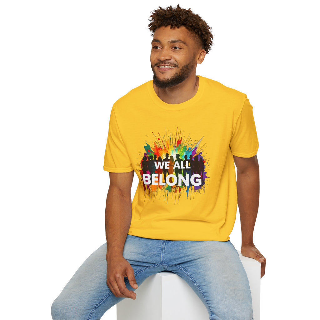 We All Belong Unisex Softstyle T-Shirt - Colorful Pride Tee