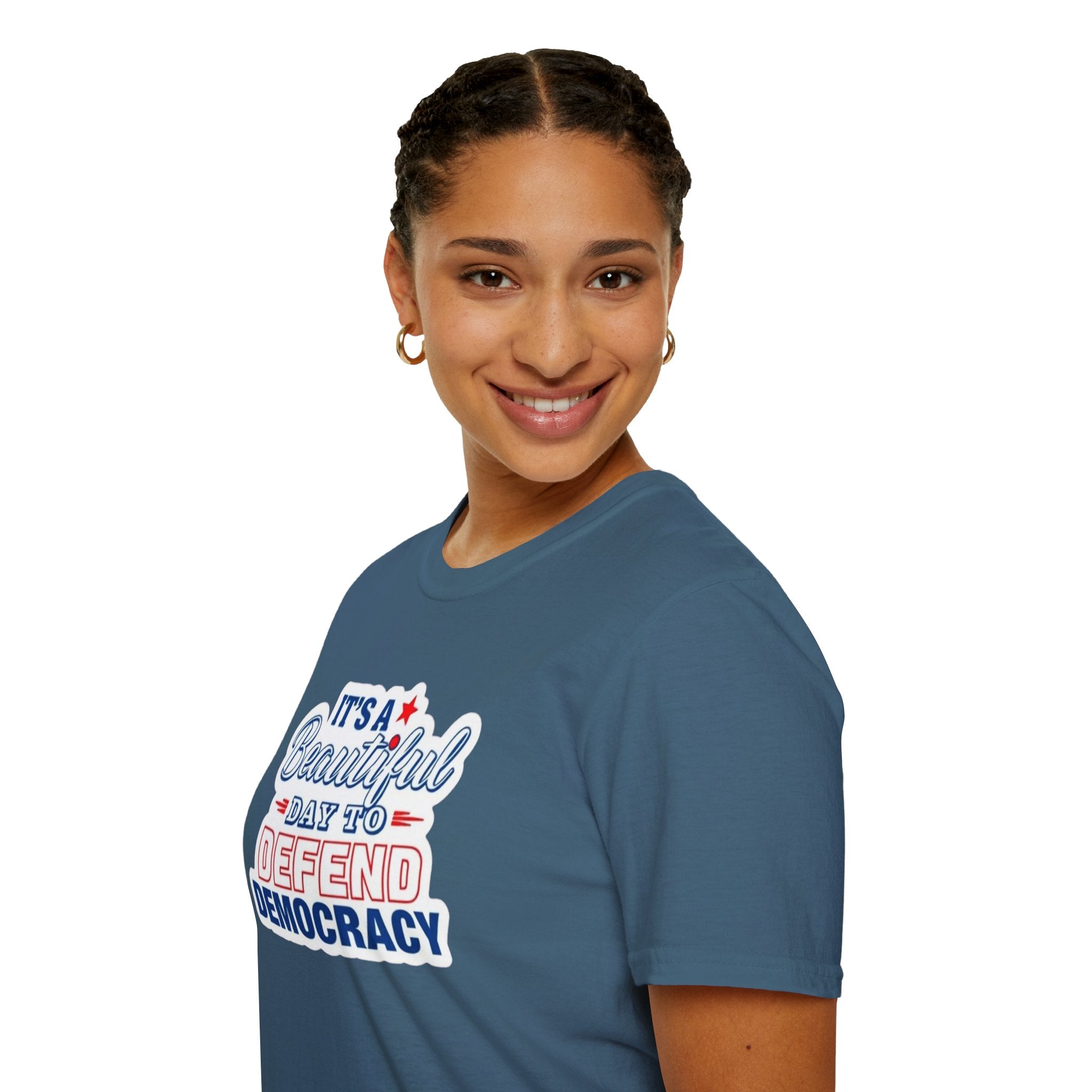 Defend Democracy Unisex Softstyle T-Shirt - Perfect for Activism and Everyday Wear