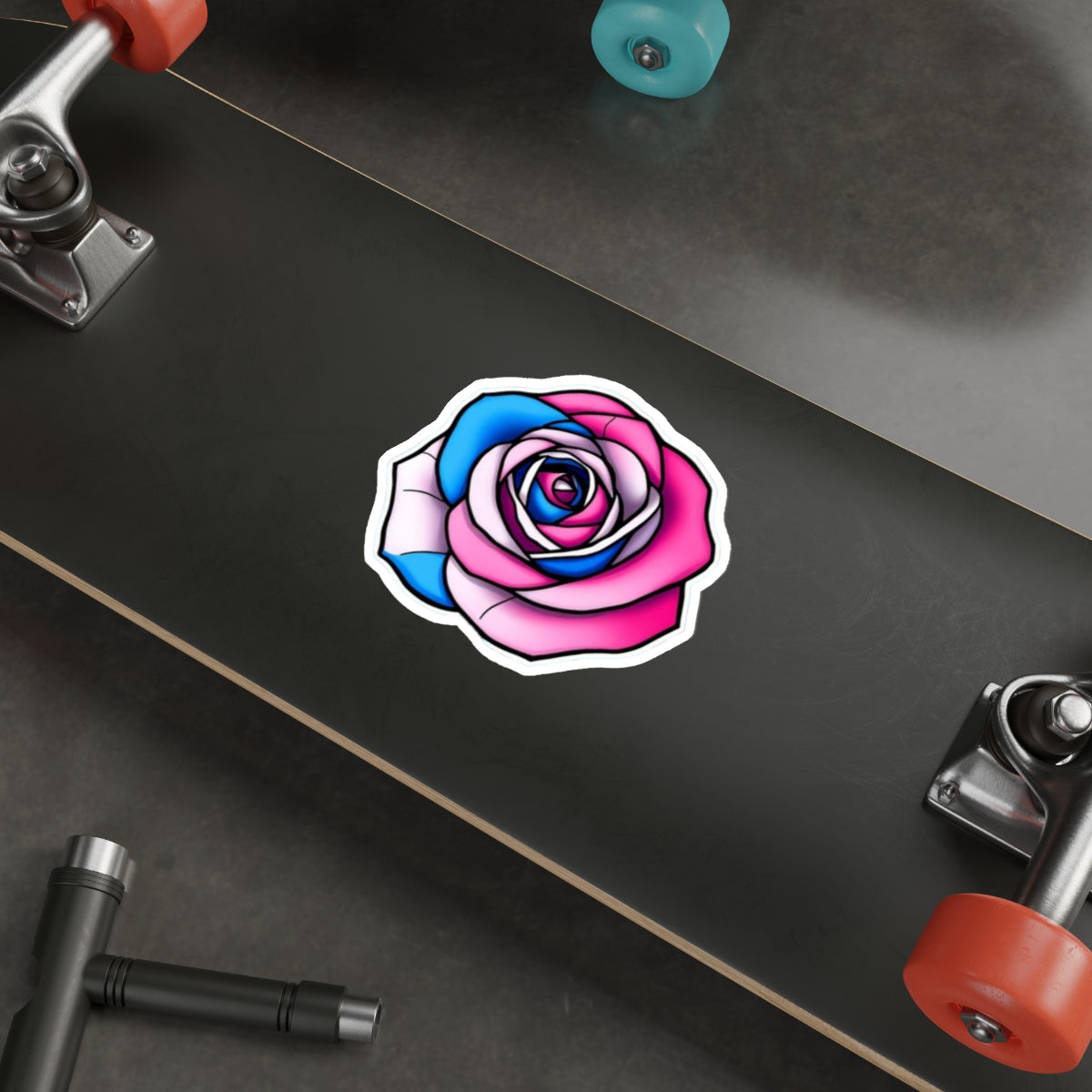 Die-Cut Stickers - Rose - Trans Colors Outlined - EqualiTees.Me