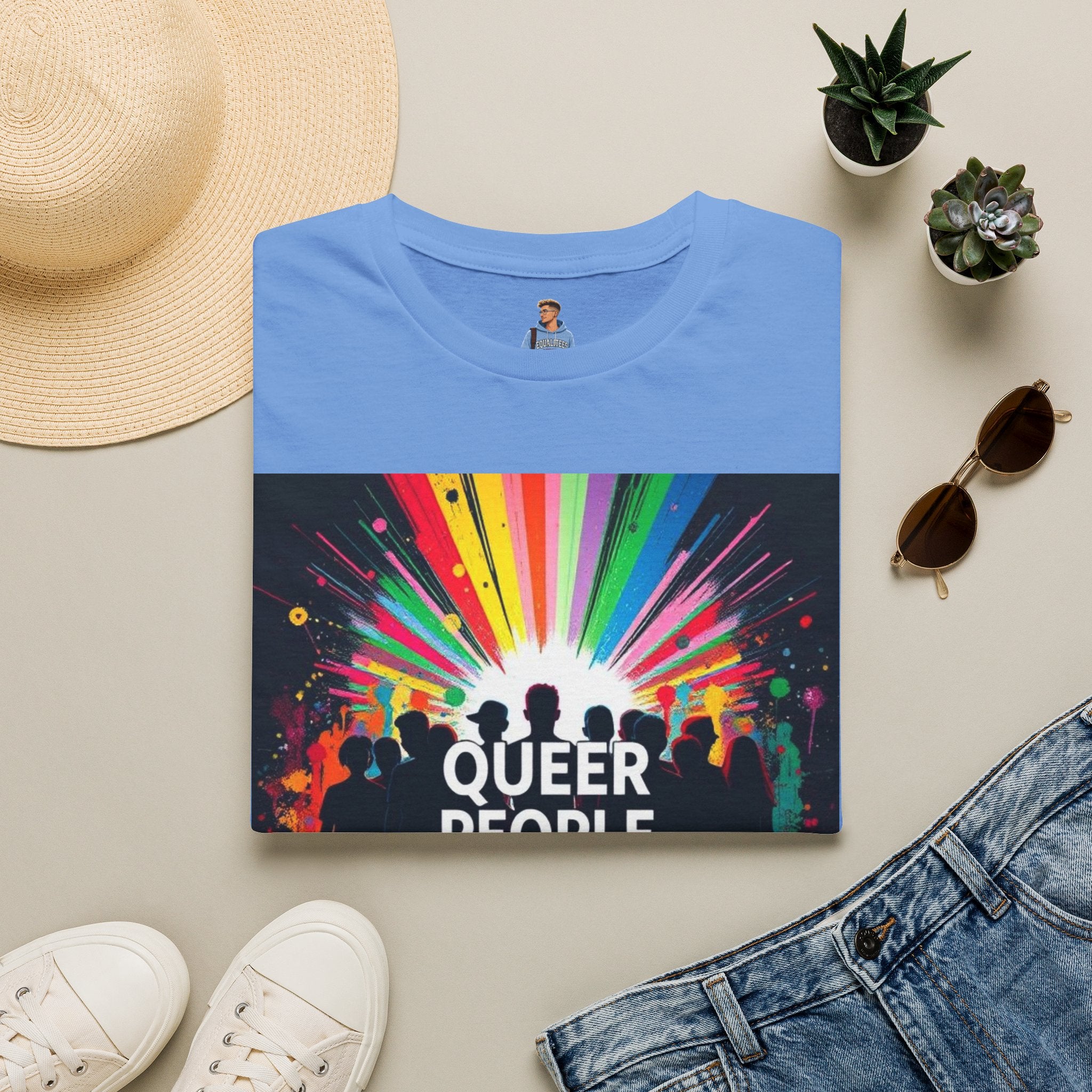 Unisex Softstyle T-Shirt - 'Queer People Belong Everywhere' Pride Graphic Tee