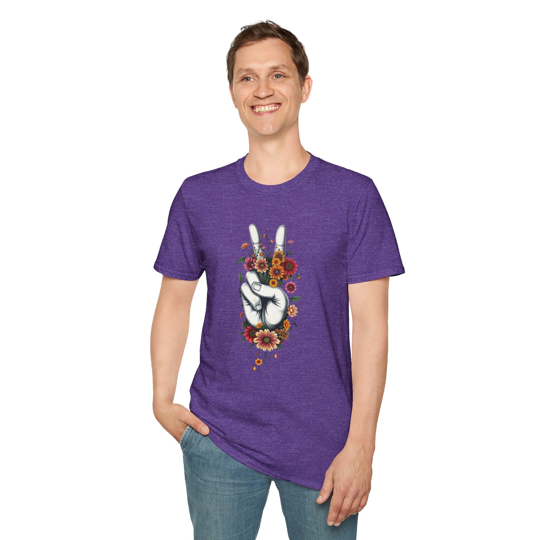 Camiseta unisex de estilo suave Grow Peace: inspiración boho, perfecta para festivales y uso diario