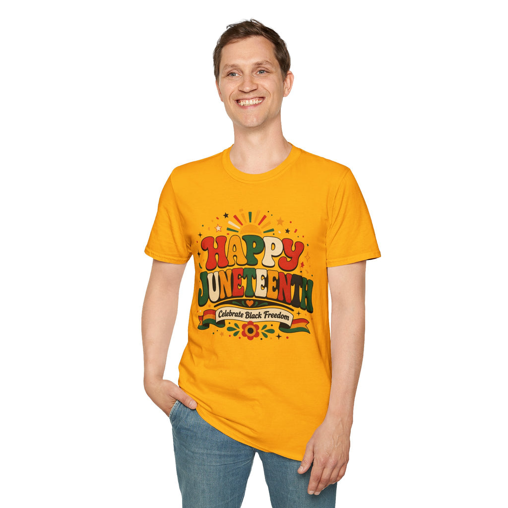 Juneteenth T-Shirt - "Happy Juneteenth" Retro Celebration Tee