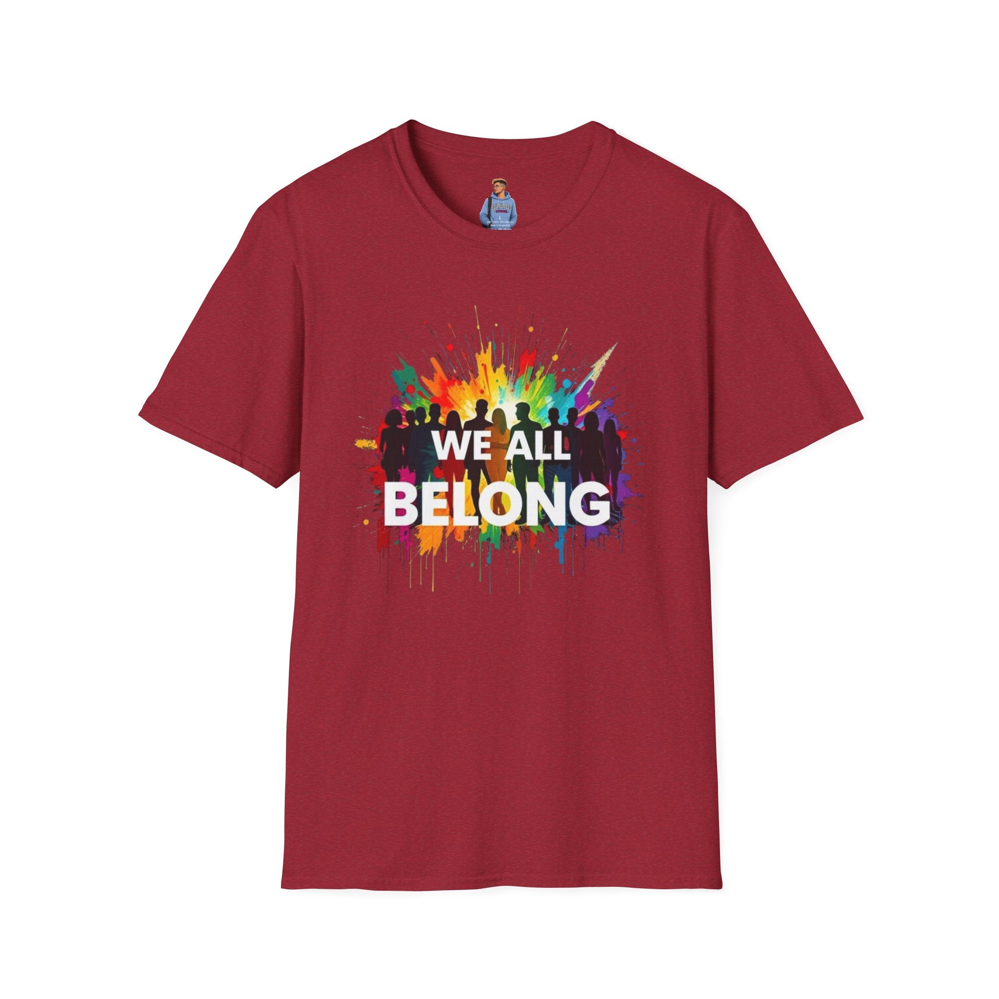 Camiseta unisex de estilo suave "Todos pertenecemos" - Camiseta colorida del orgullo