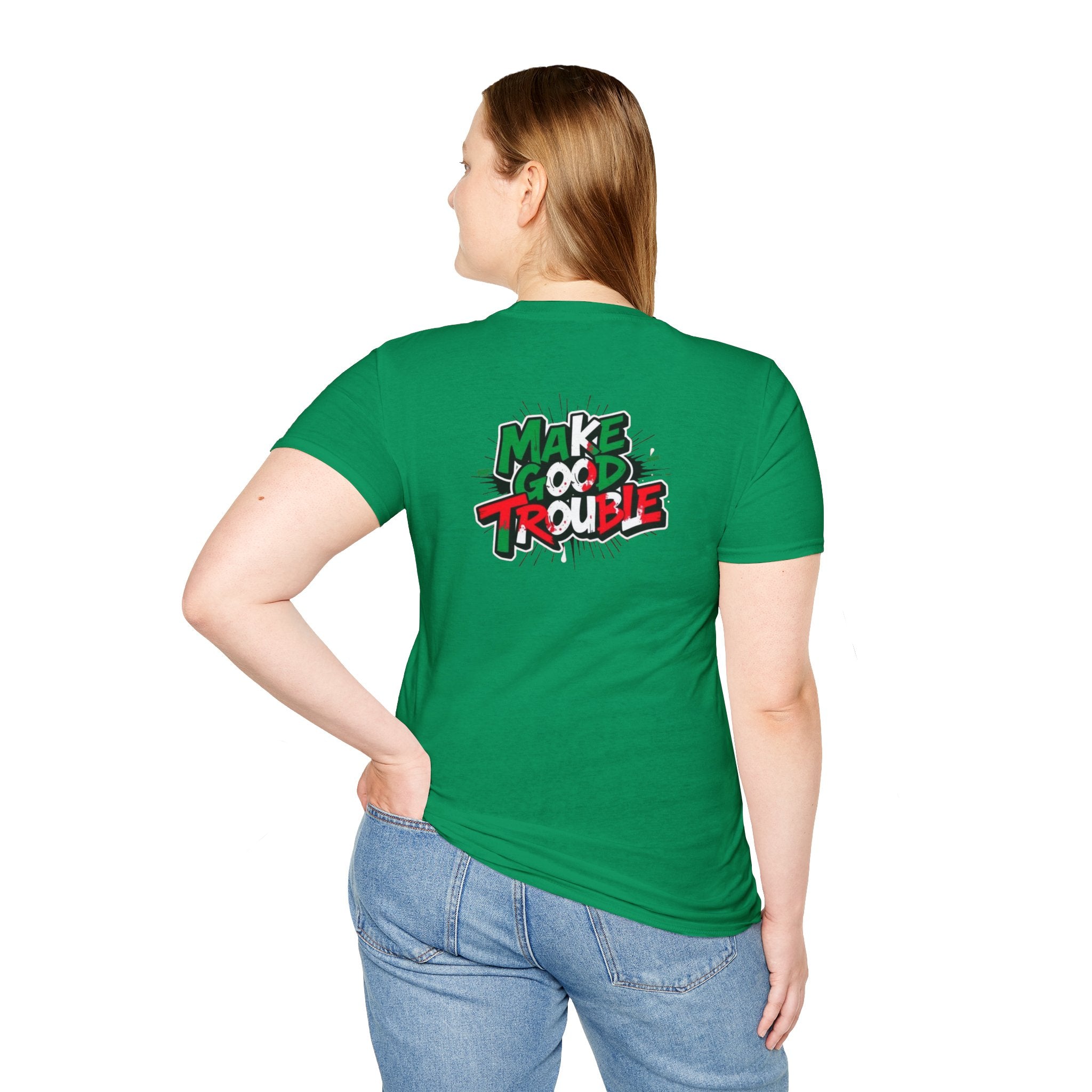 Camiseta unisex de estilo suave Make Good Trouble | Divertida camiseta gráfica para activistas y creadores de tendencias