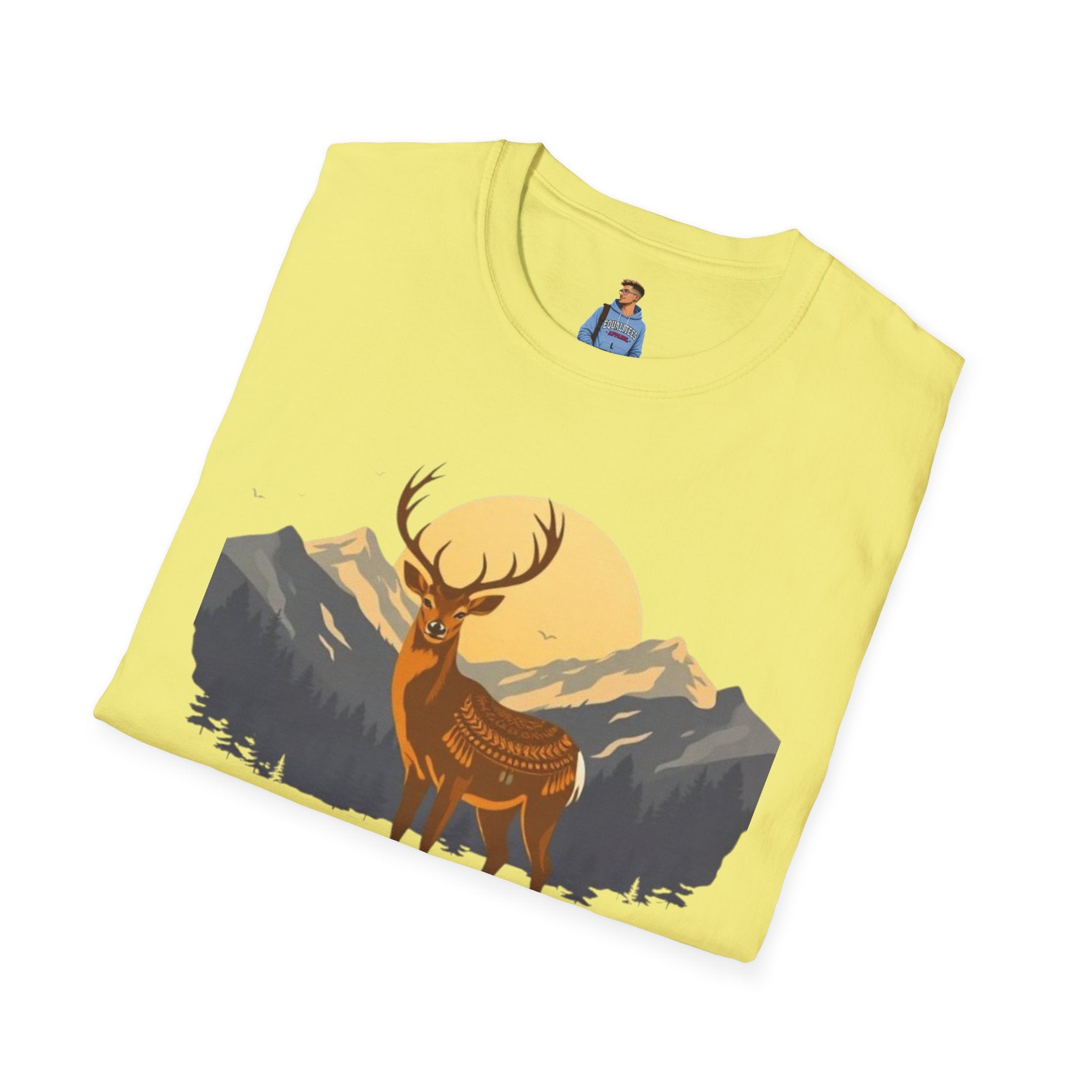 Mountain Sunset Deer Unisex Softstyle T-Shirt