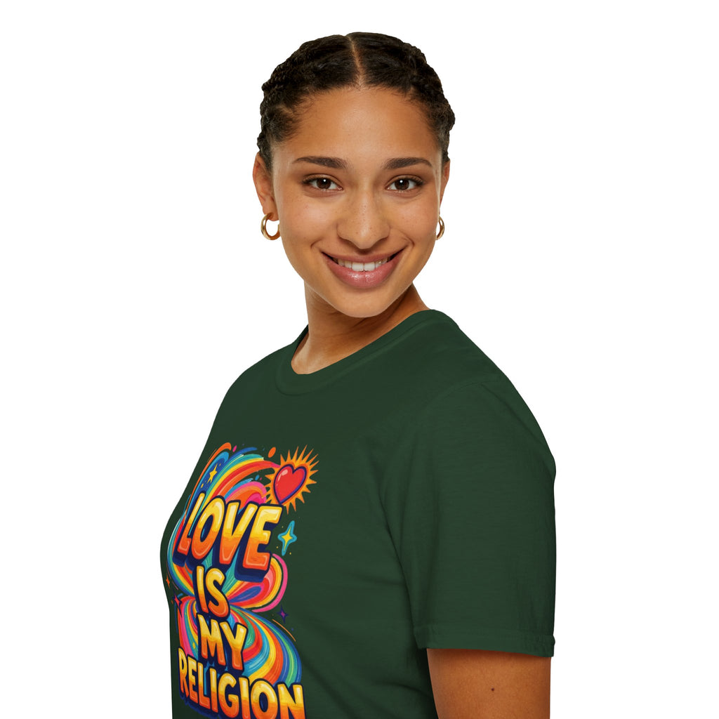 Love Is My Religion Retro Rainbow Graphic T-shirt