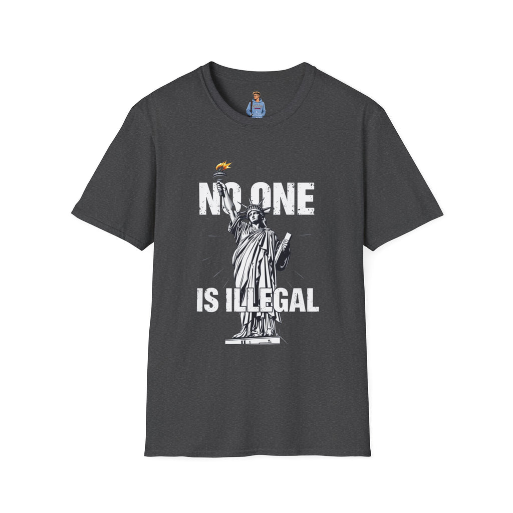 Camiseta unisex de estilo suave: camiseta gráfica con el lema "Nadie es ilegal" para defensores de la justicia social