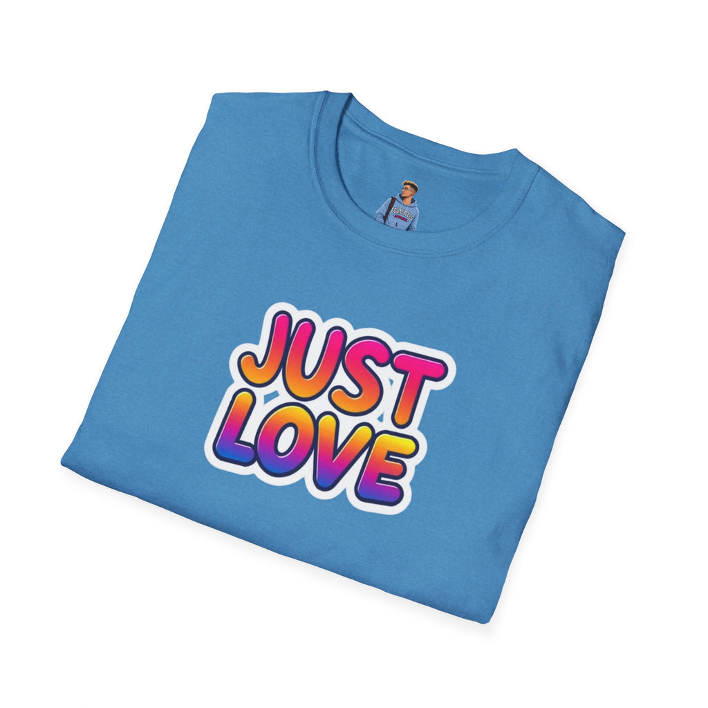 Camiseta unisex de estilo suave Just Love | Perfecta para el orgullo, los aniversarios y el uso diario