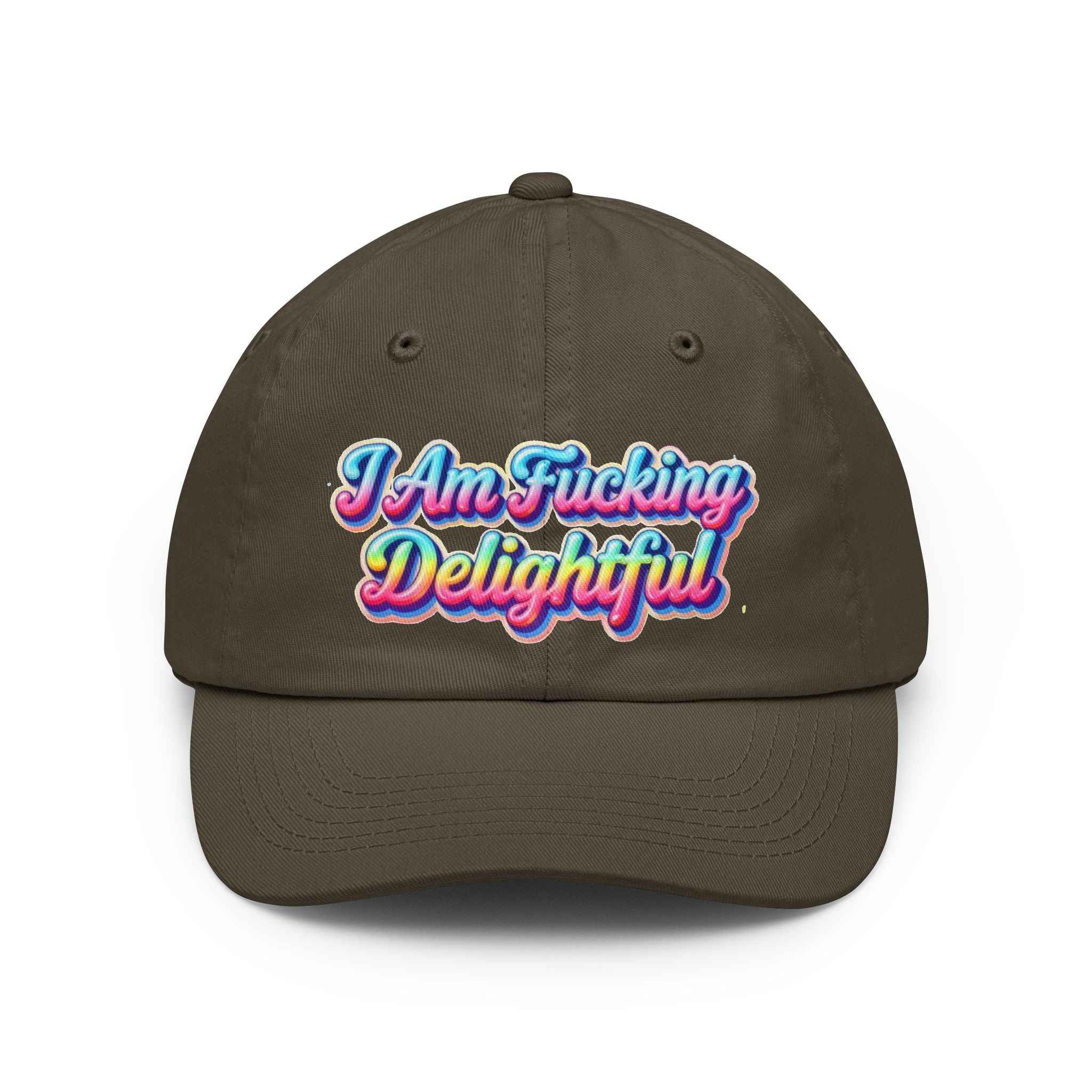 "I Am Fucking Delightful" Retro Rainbow Cap