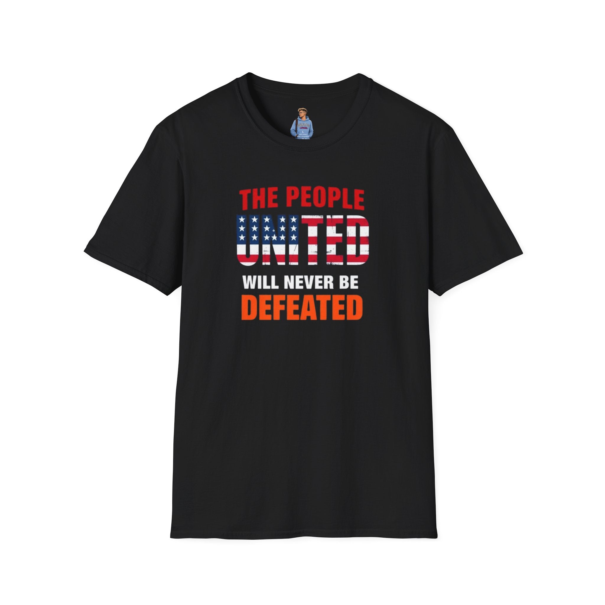 Camiseta unisex de estilo suave con gráficos "El Pueblo Unido" y "Los valores MAGA no son valores estadounidenses".
