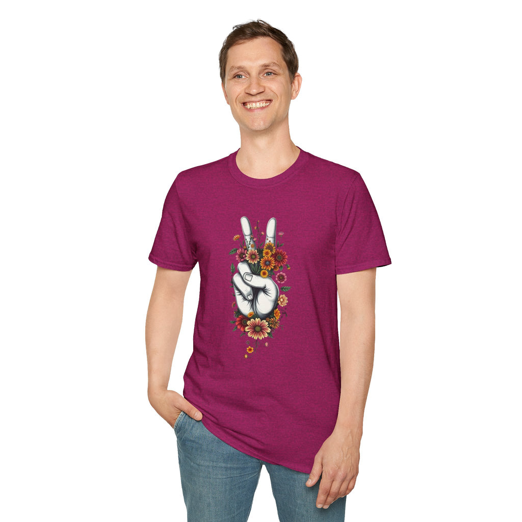 Camiseta unisex de estilo suave Grow Peace: inspiración boho, perfecta para festivales y uso diario