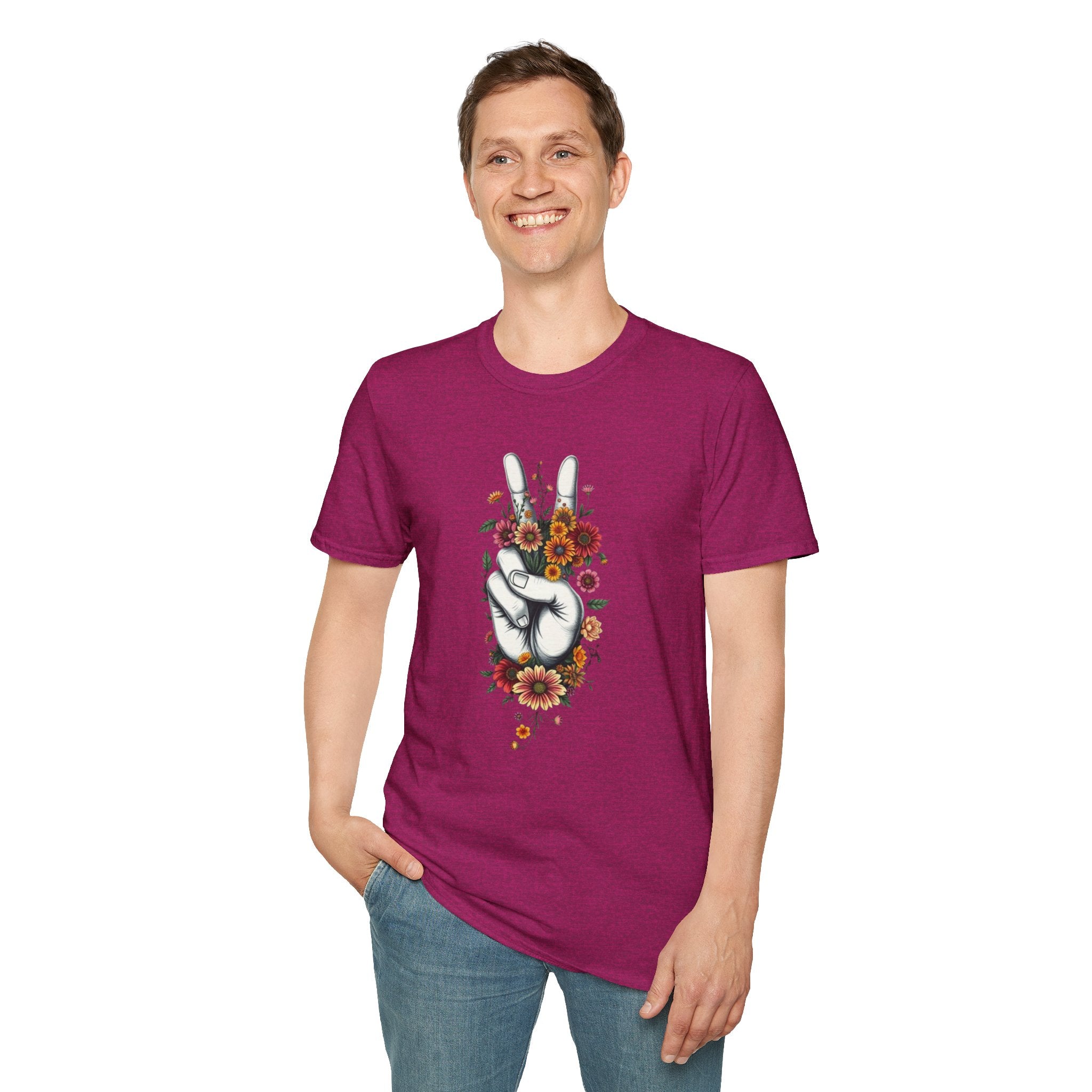 Camiseta unisex de estilo suave Grow Peace: inspiración boho, perfecta para festivales y uso diario