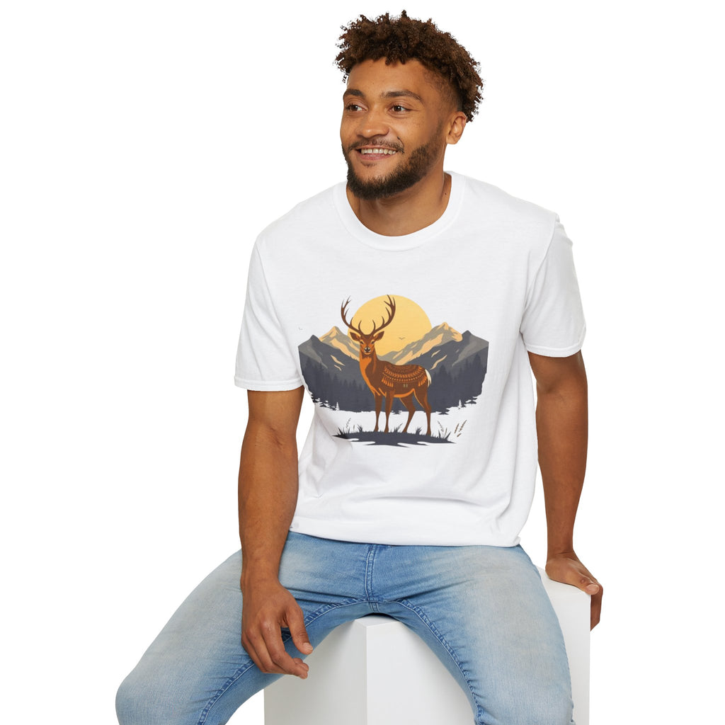Mountain Sunset Deer Unisex Softstyle T-Shirt
