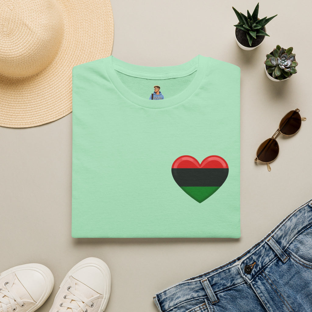 Camiseta unisex de estilo suave Unity and Heritage con corazón panafricano