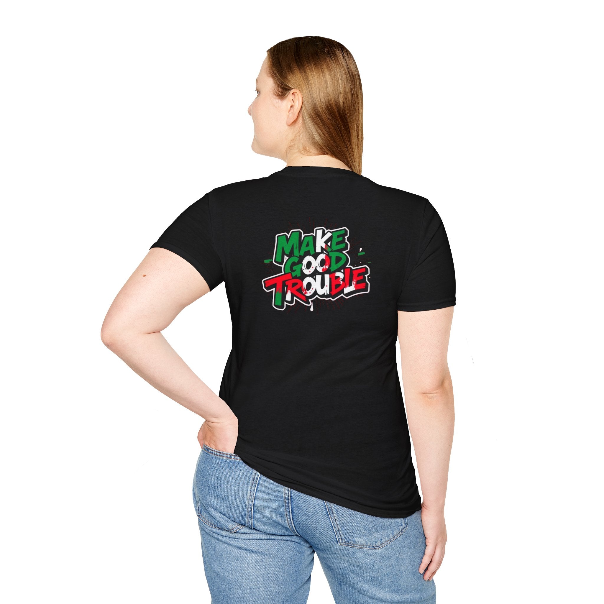 Camiseta unisex de estilo suave Make Good Trouble | Divertida camiseta gráfica para activistas y creadores de tendencias