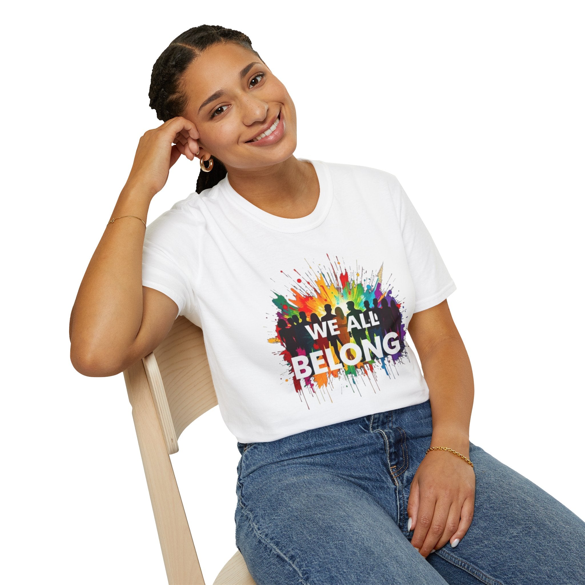 We All Belong Unisex Softstyle T-Shirt - Colorful Pride Tee
