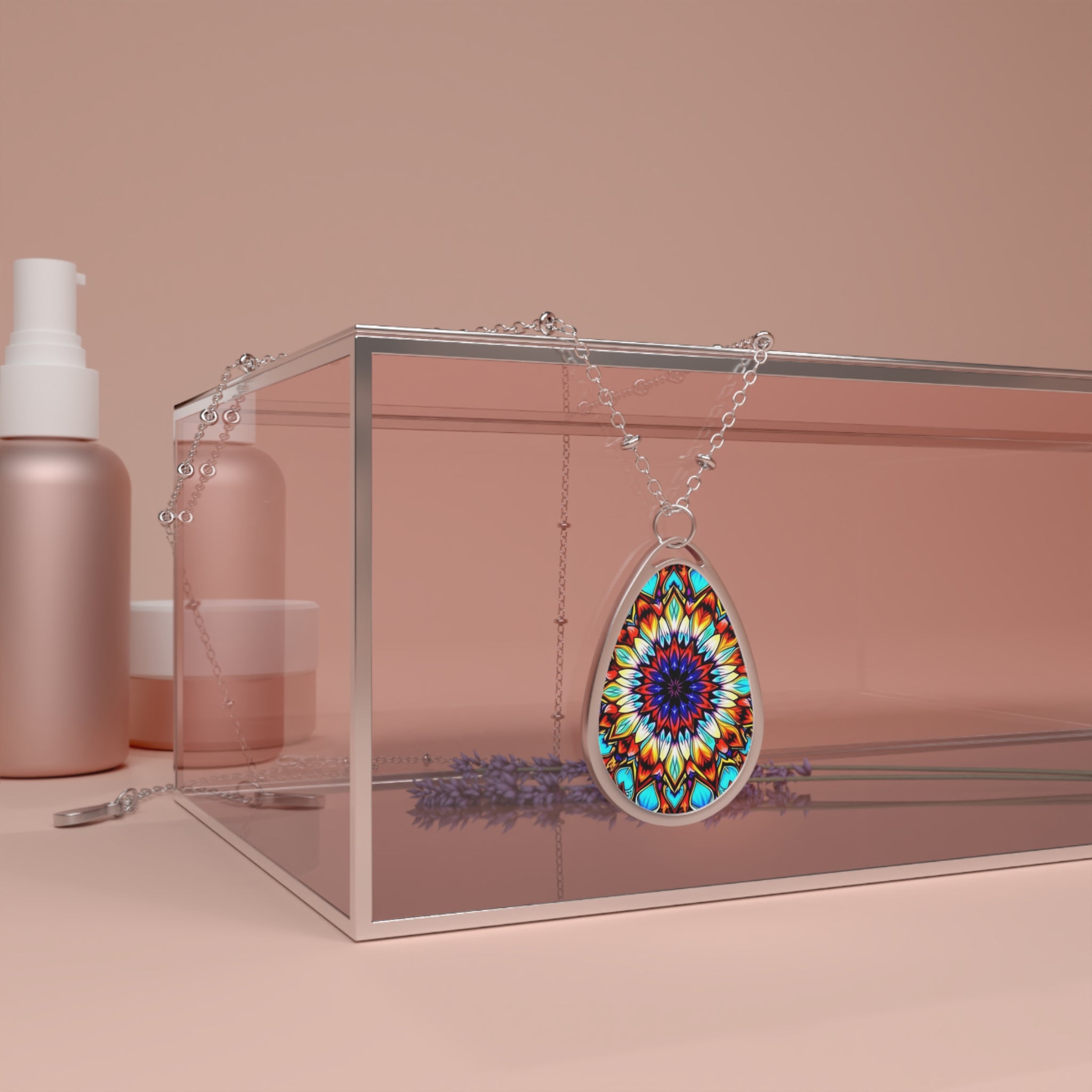 Kaleidoscope Teardrop Pendant Necklace