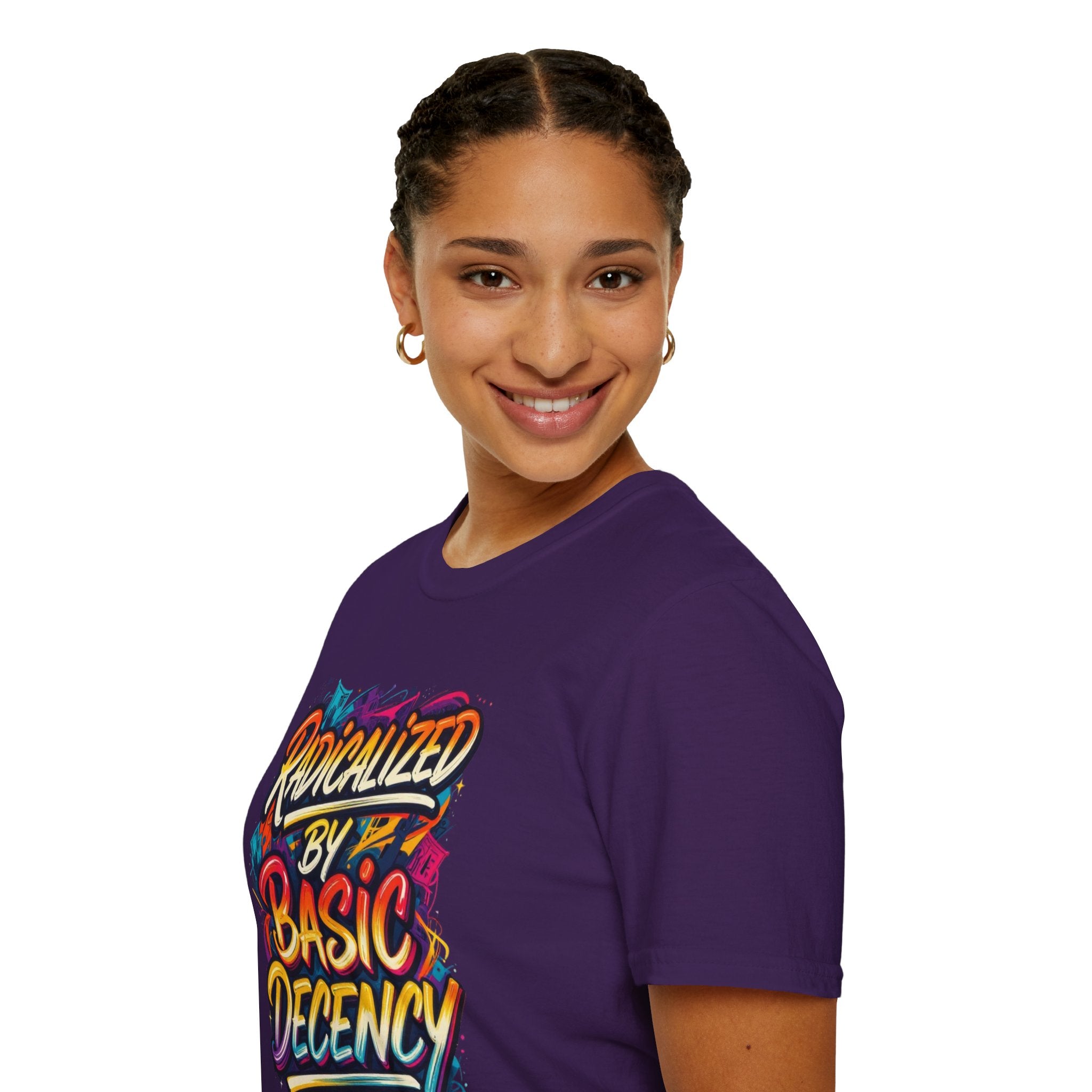 Radicalized by Basic Decency T-Shirt Colorful Graffiti Typography