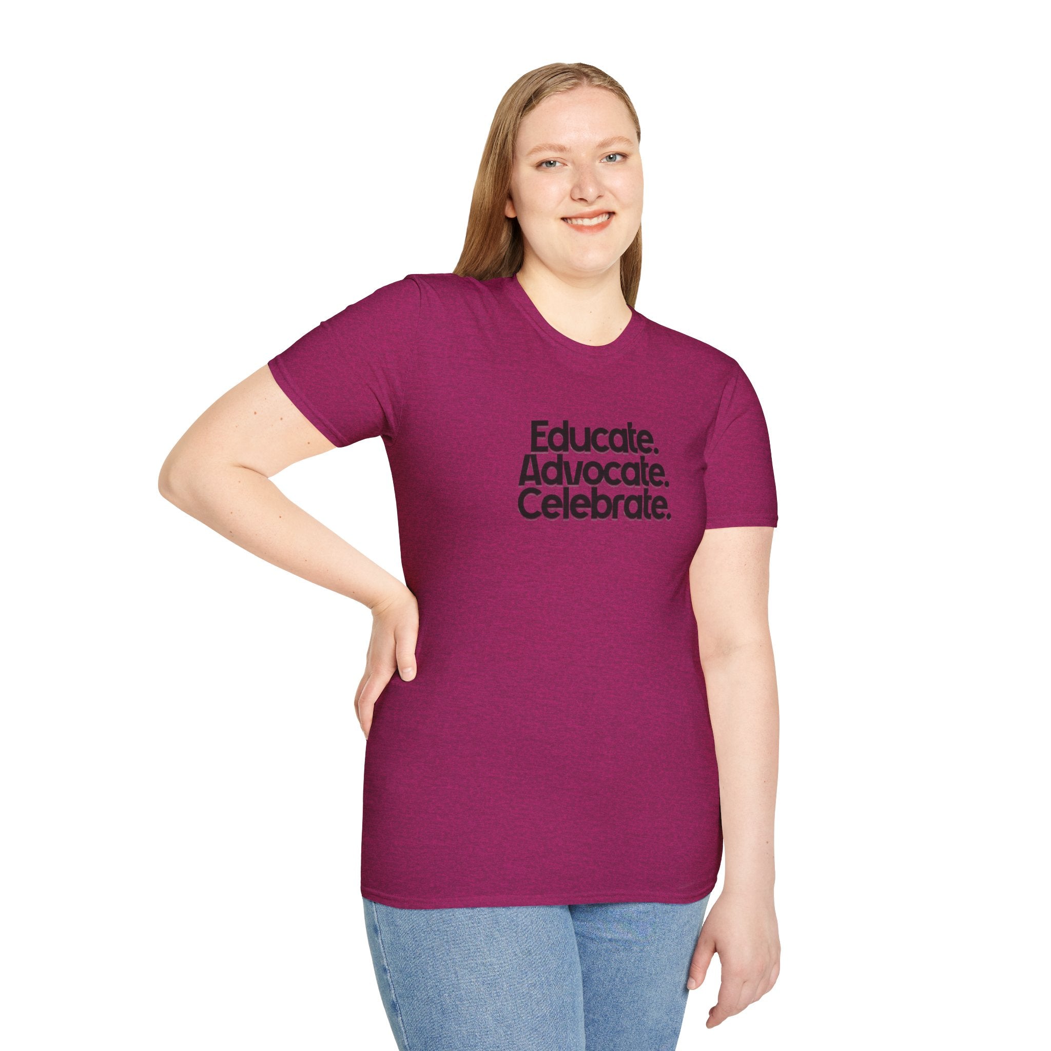 Teacher Advocate T-Shirt - Subtle Pride Educate Advocate Celebrate Design