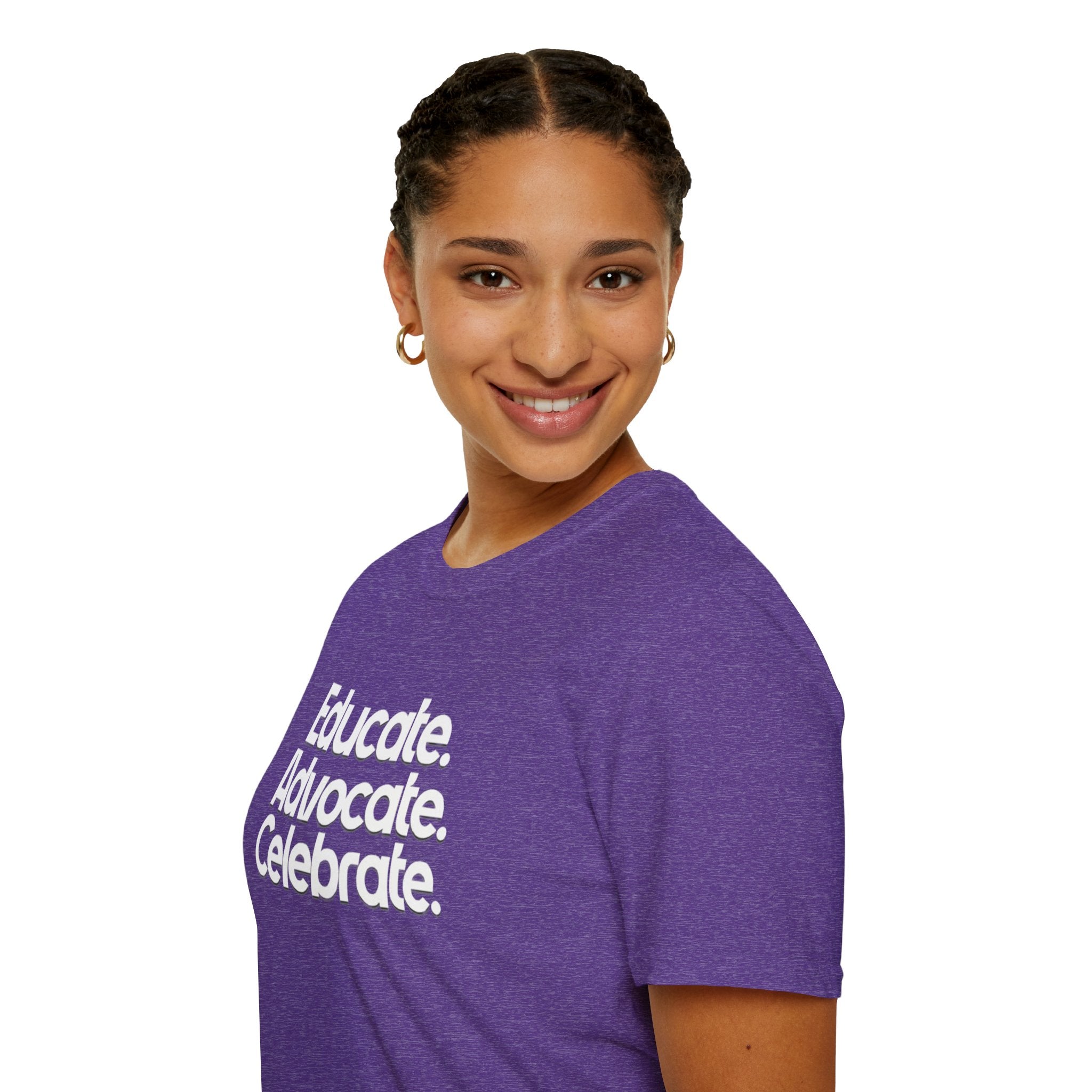 Educate. Advocate. Celebrate. Minimalist Pride T-Shirt