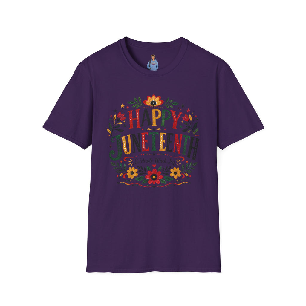 Juneteenth T-Shirt — "Happy Juneteenth" Floral Celebration Tee