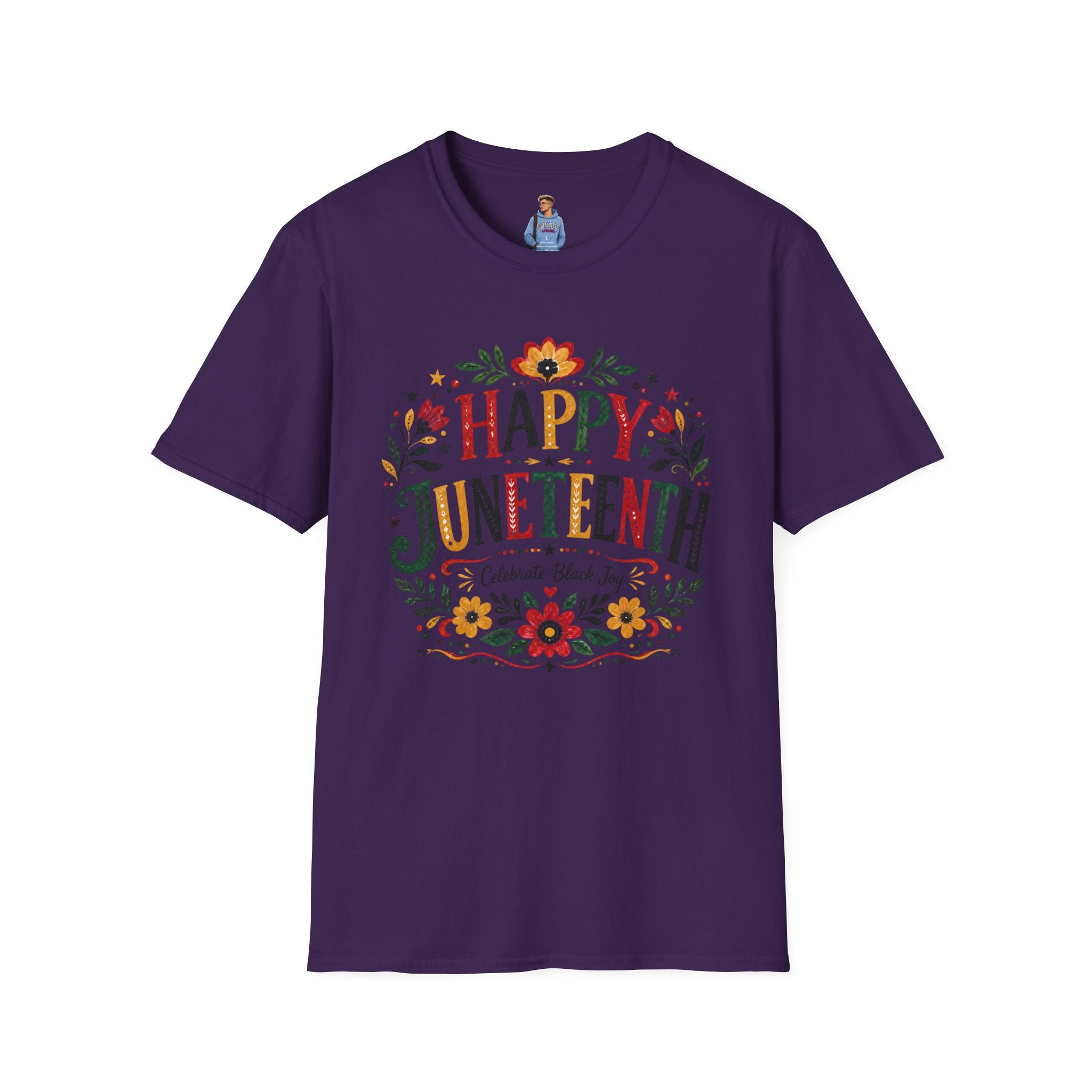 Juneteenth T-Shirt — "Happy Juneteenth" Floral Celebration Tee