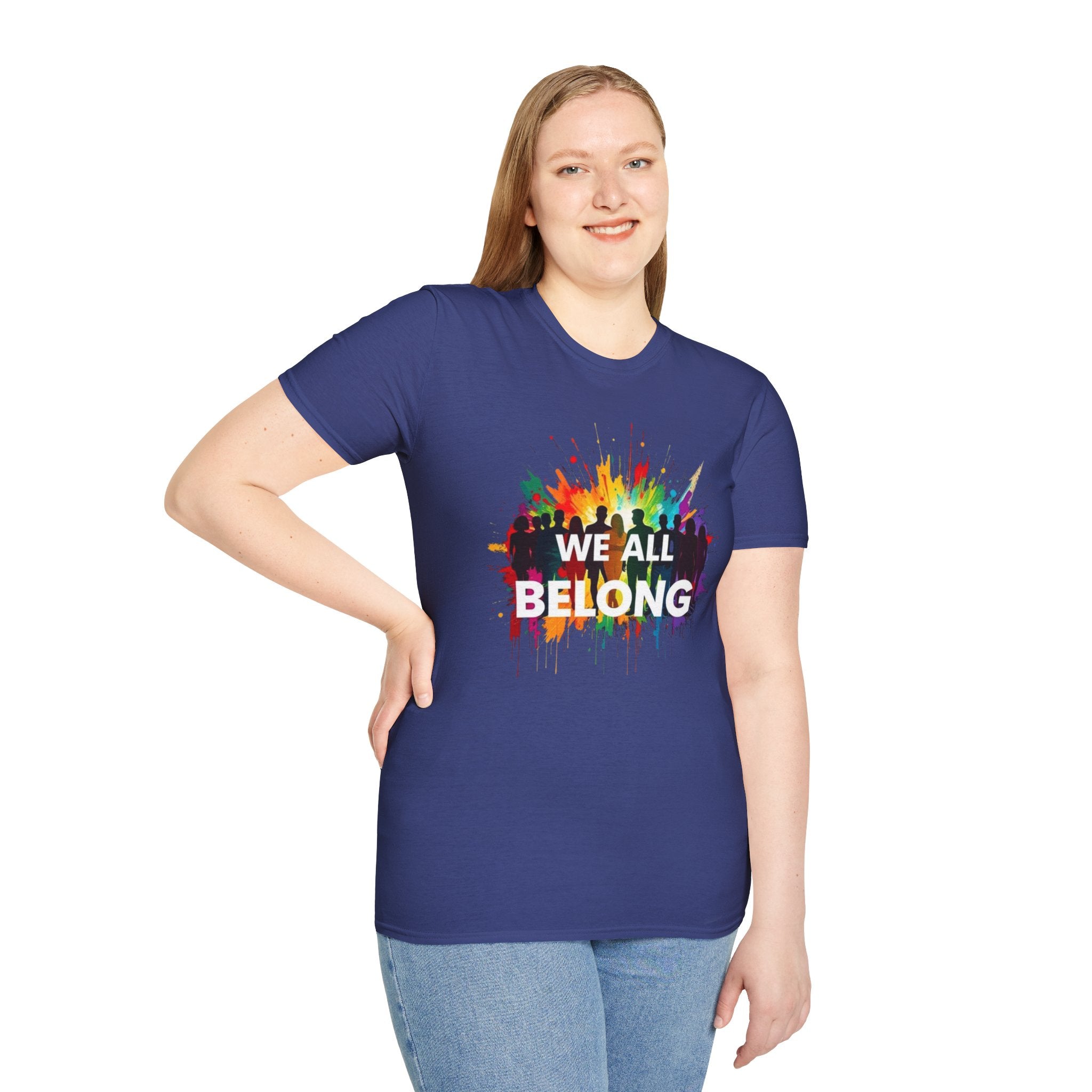 We All Belong Unisex Softstyle T-Shirt - Colorful Pride Tee