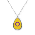 Intersex Pride Oval Necklace - Stylish Silver Pendant for Inclusivity and Celebration - EqualiTees.Me