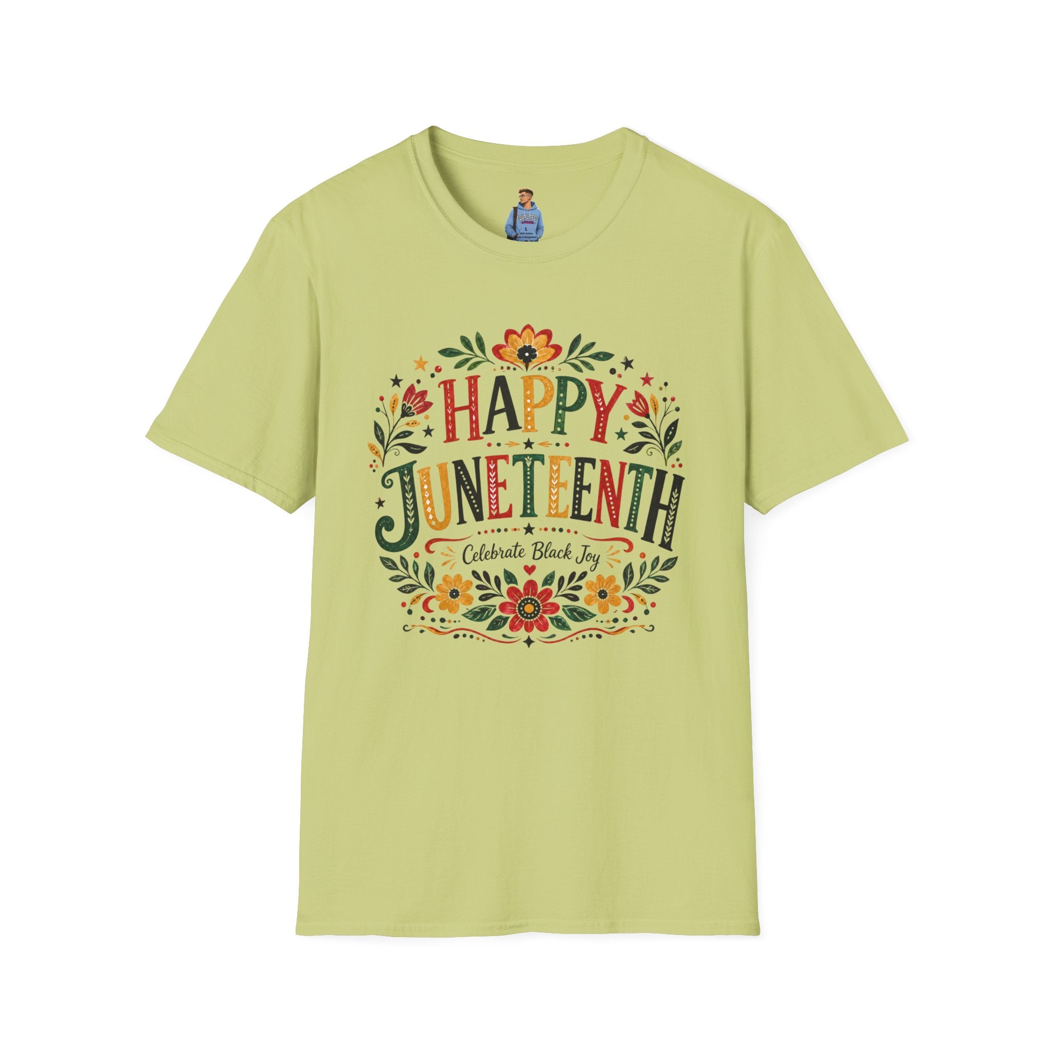 Juneteenth T-Shirt — "Happy Juneteenth" Floral Celebration Tee