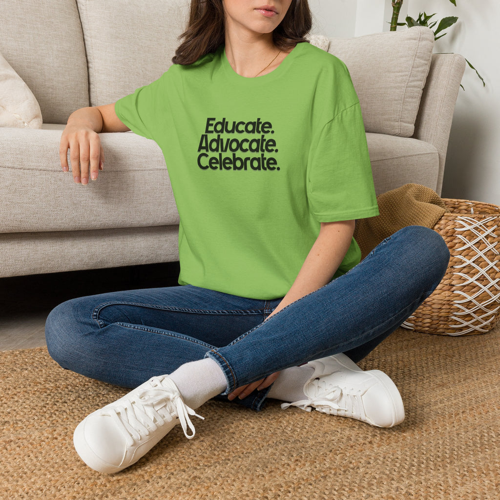 Teacher Advocate T-Shirt - Subtle Pride Educate Advocate Celebrate Design
