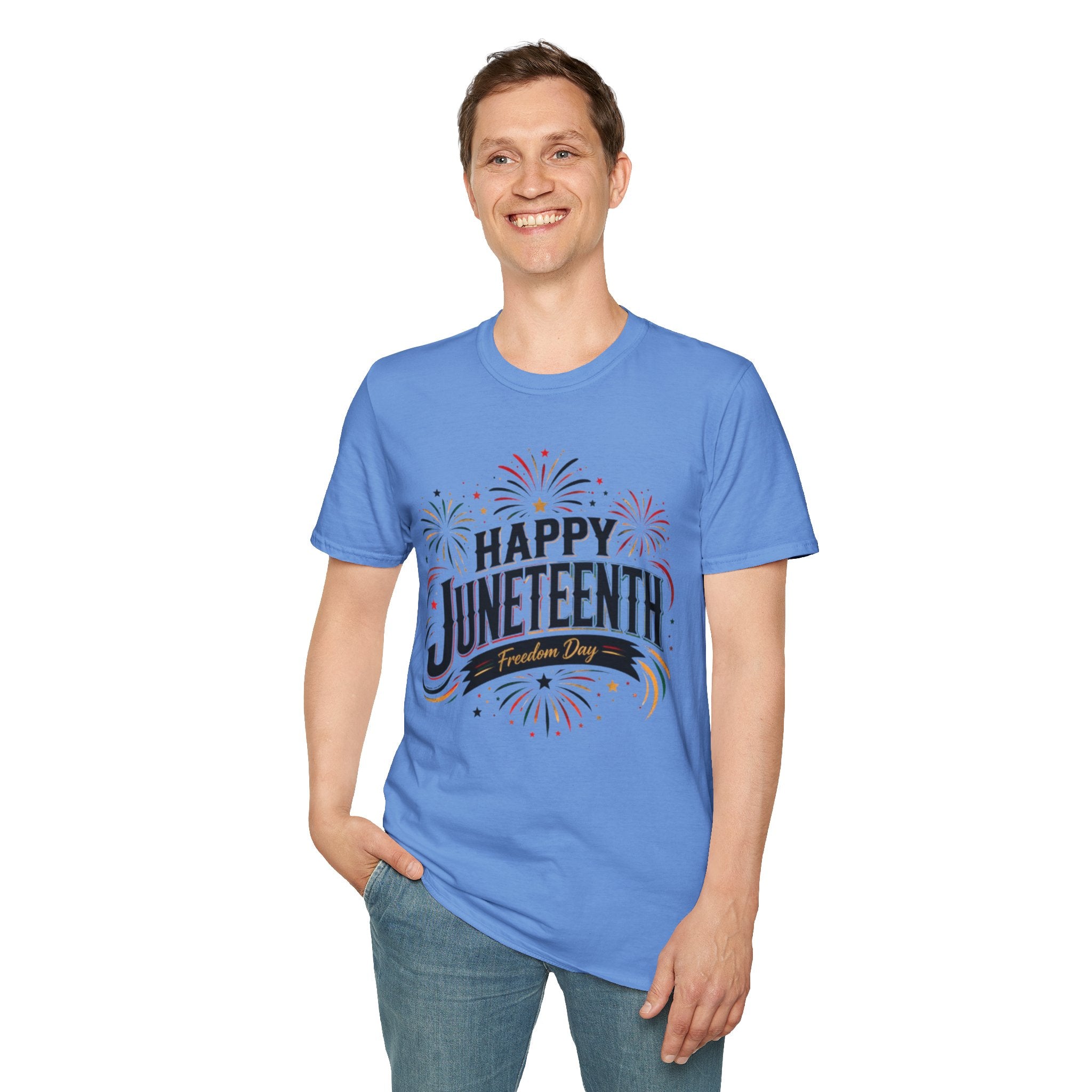 Juneteenth T-Shirt - "Happy Juneteenth" Fireworks Celebration Tee
