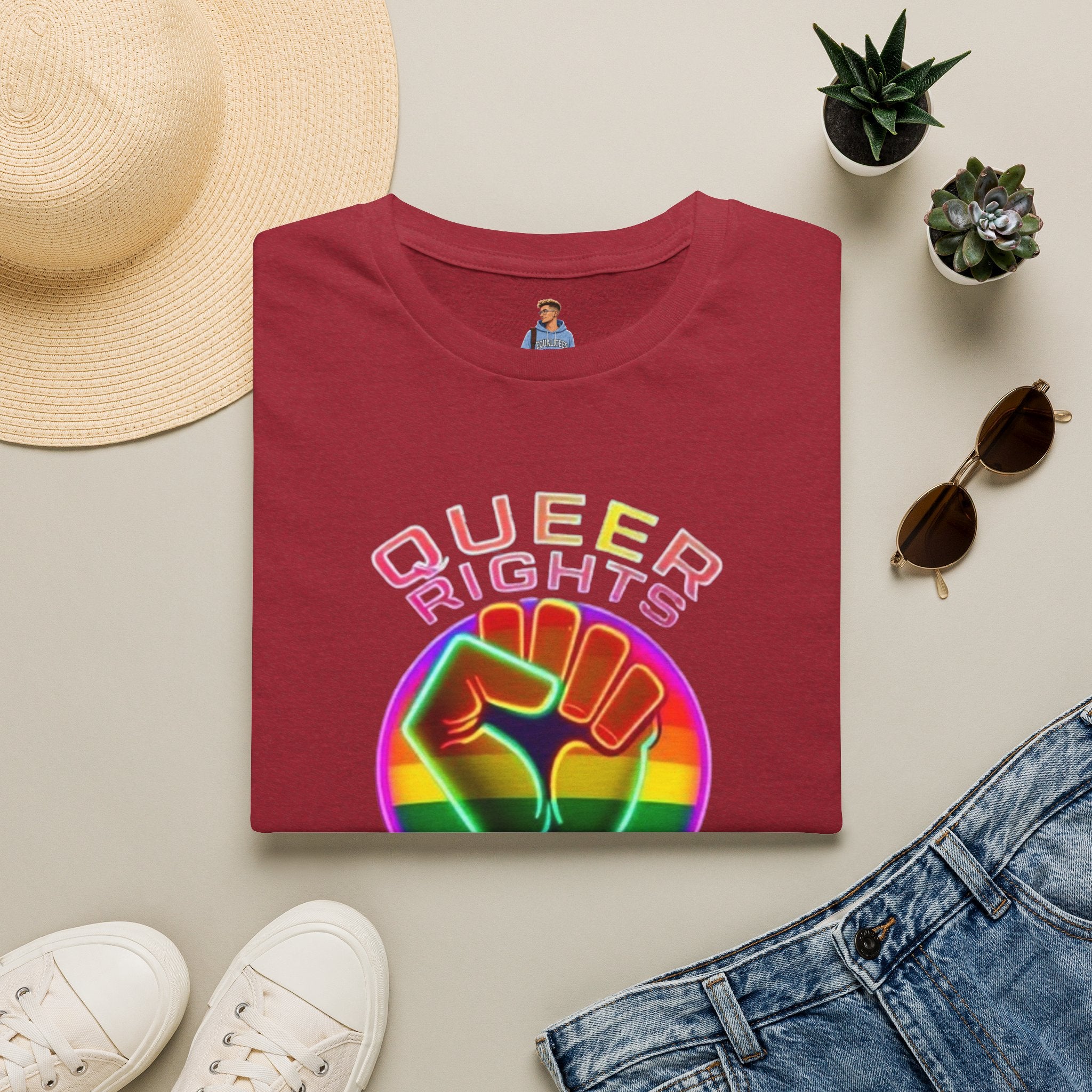 Unisex Softstyle T-Shirt - Queer Rights Are Human Rights Statement Tee
