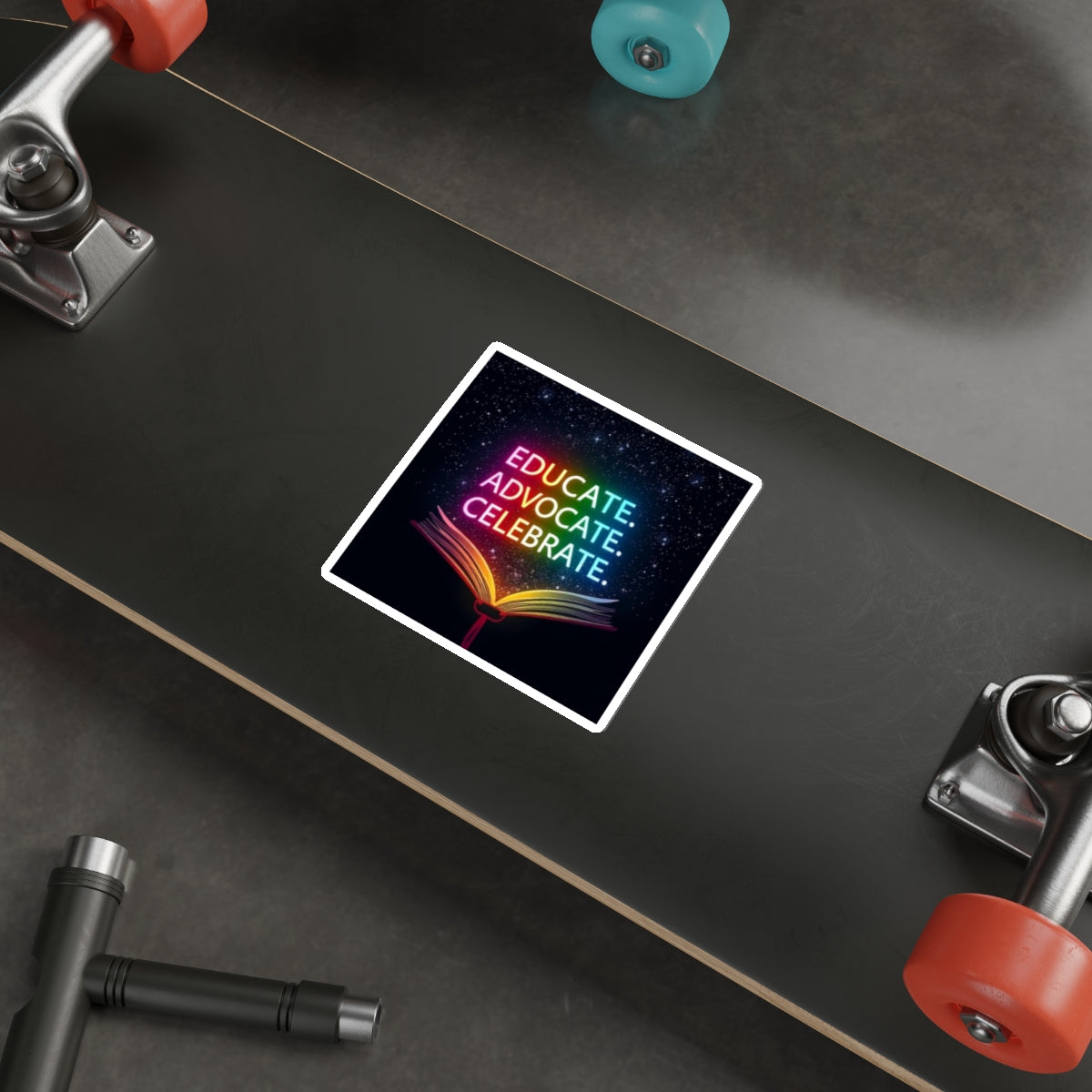Inspiring Die-Cut Stickers - 'Educate. Advocate. Celebrate.' - Perfect for Students and Activists - EqualiTees.Me
